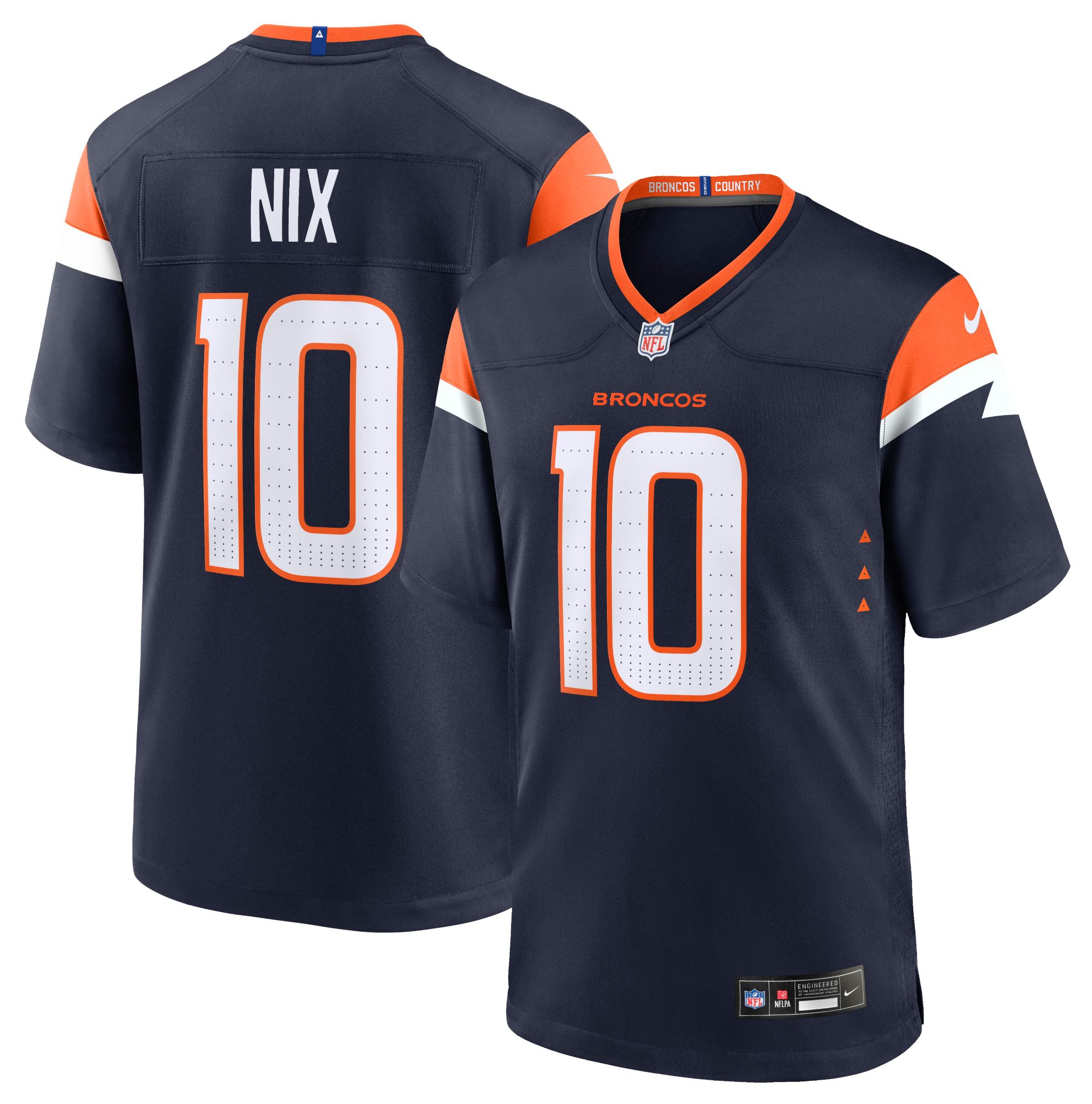 Nike Men's Denver Broncos Bo Nix #10 Alternate College Navy Game Jersey