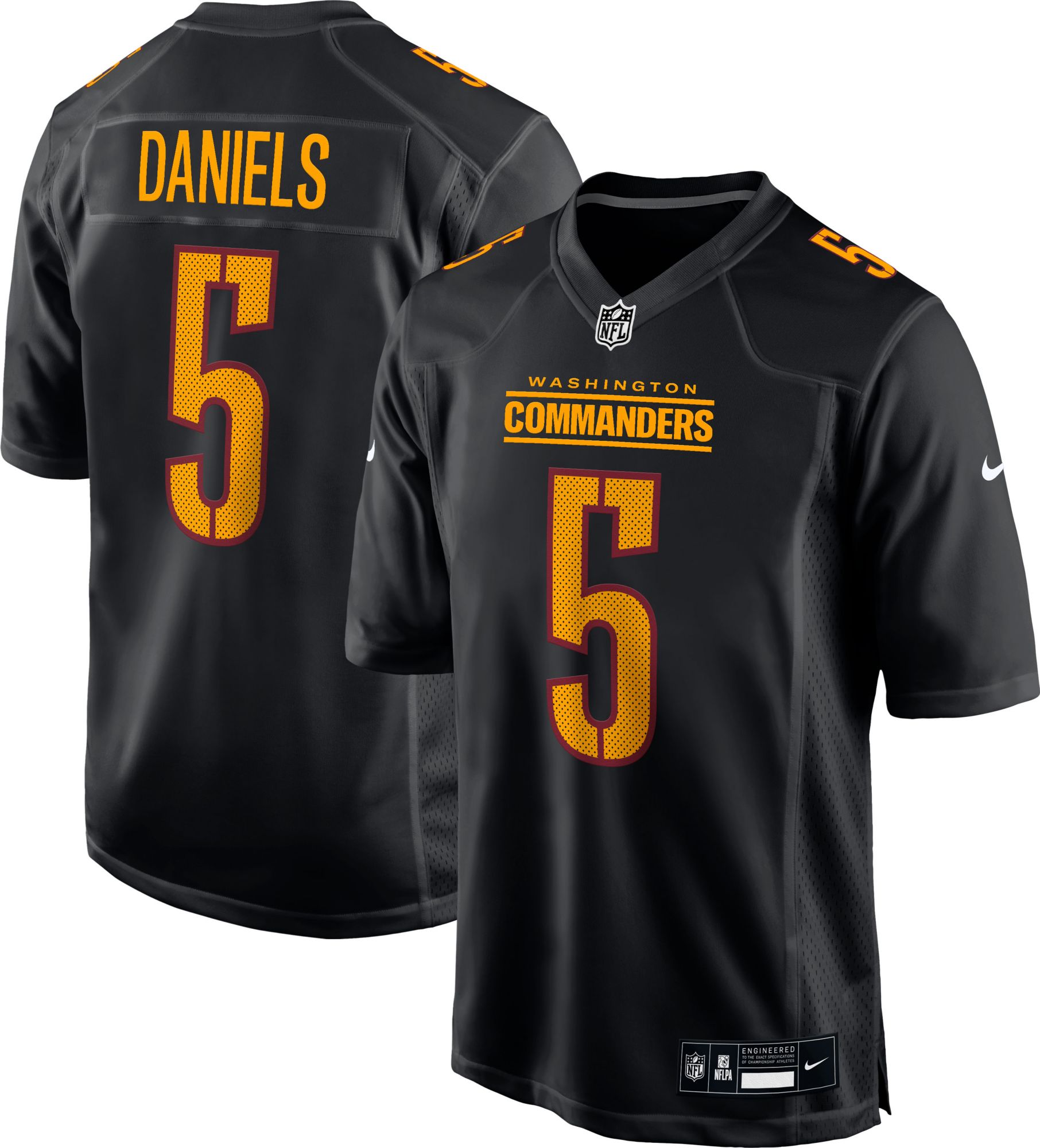 Nike Men's Washington Commanders Jayden Daniels #5 Black Fashion Game Jersey