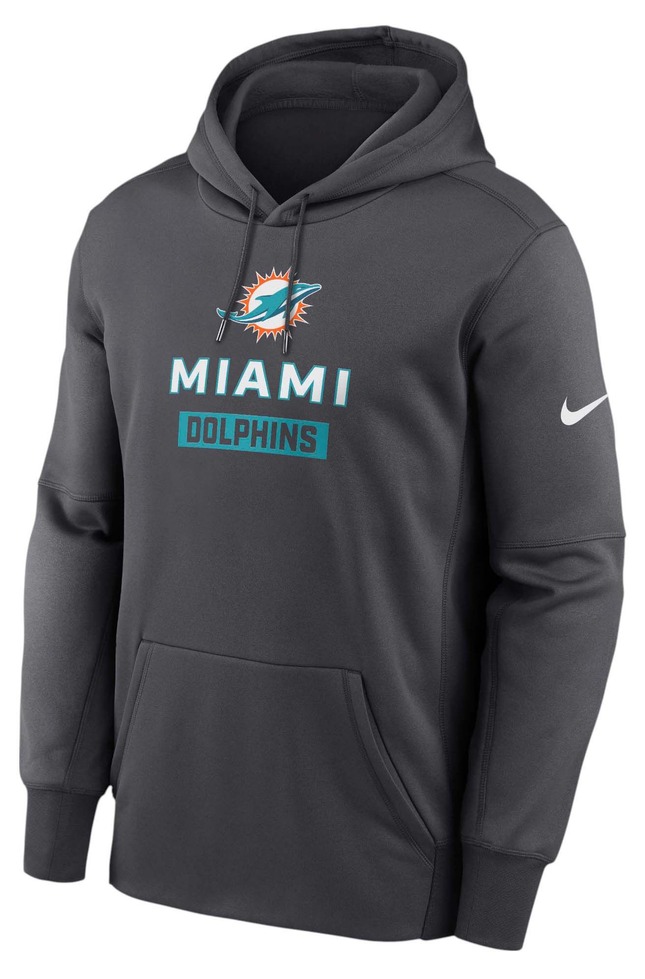 Nike Men's Miami Dolphins Anthracite Therma Pullover Hoodie