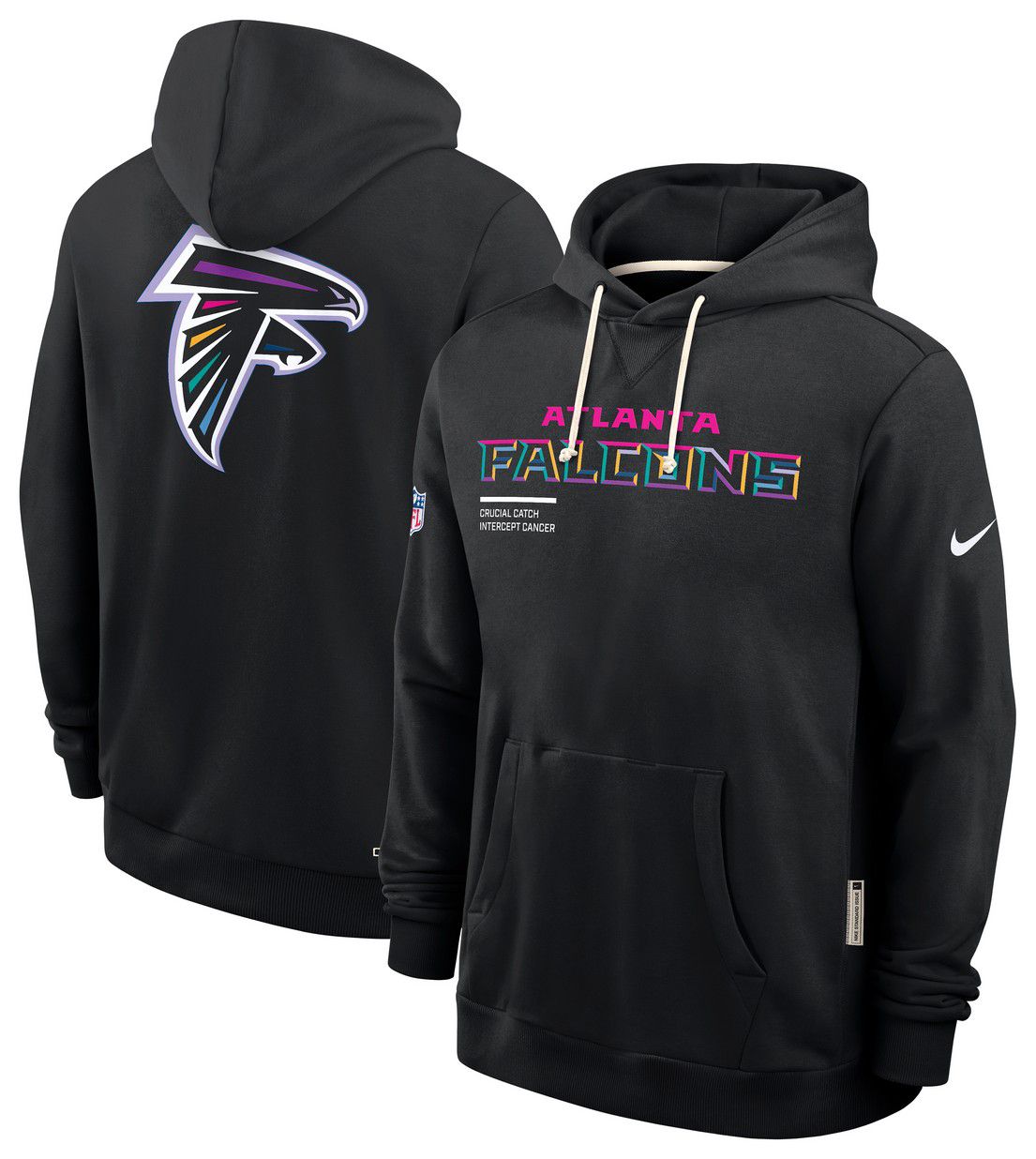 Nike Men's Atlanta Falcons Crucial Catch Black Sideline Standard Issue Dri-FIT Hoodie