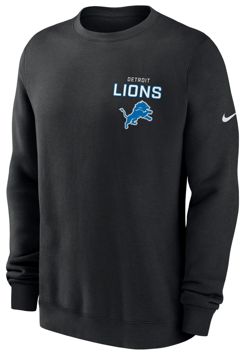 Nike Men's Detroit Lions Black Club Fleece Crew Pullover Sweatshirt