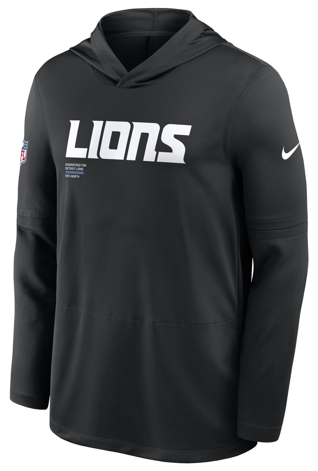 Nike Men's Detroit Lions Black Dri-FIT Hooded Long Sleeve T-Shirt