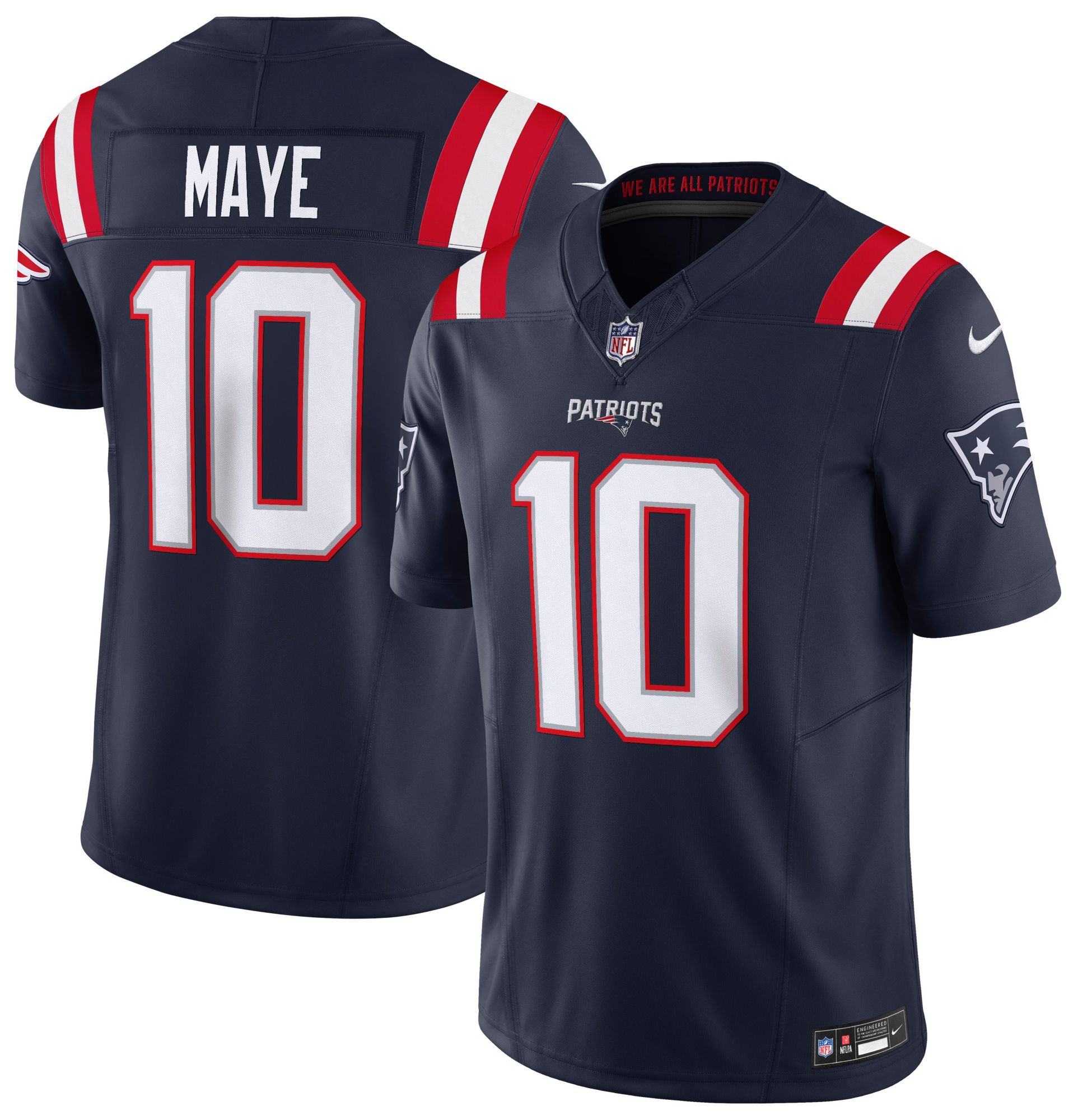 Nike Men's New England Patriots Drake Maye #10 College Navy Vapor Limited Jersey
