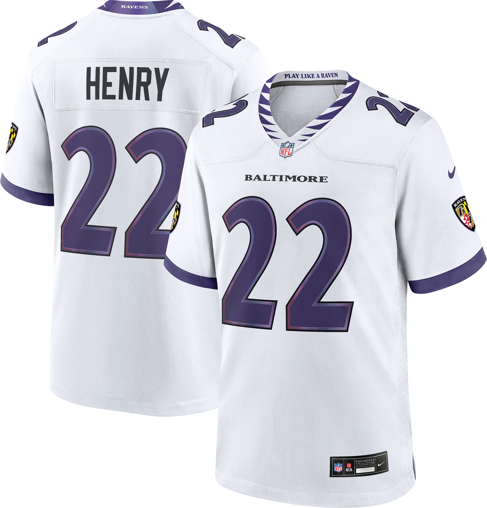 Nike Men's Baltimore Ravens Derrick Henry #22 White Road Game Jersey