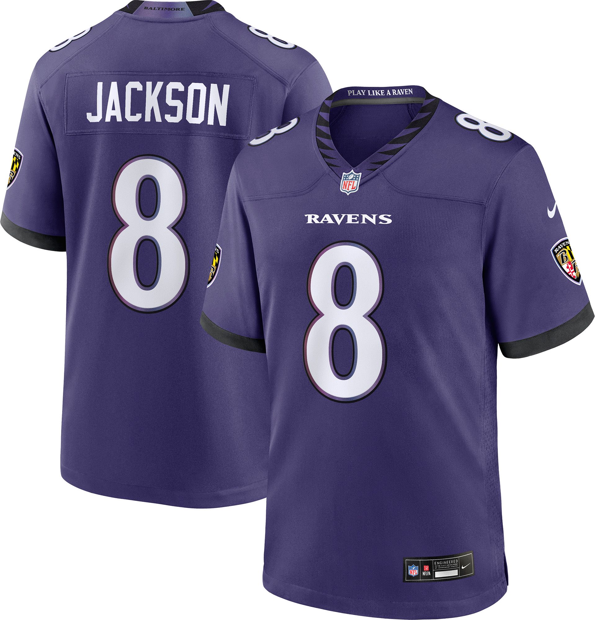 Nike Men's Baltimore Ravens Lamar Jackson #8 Purple Home Game Jersey