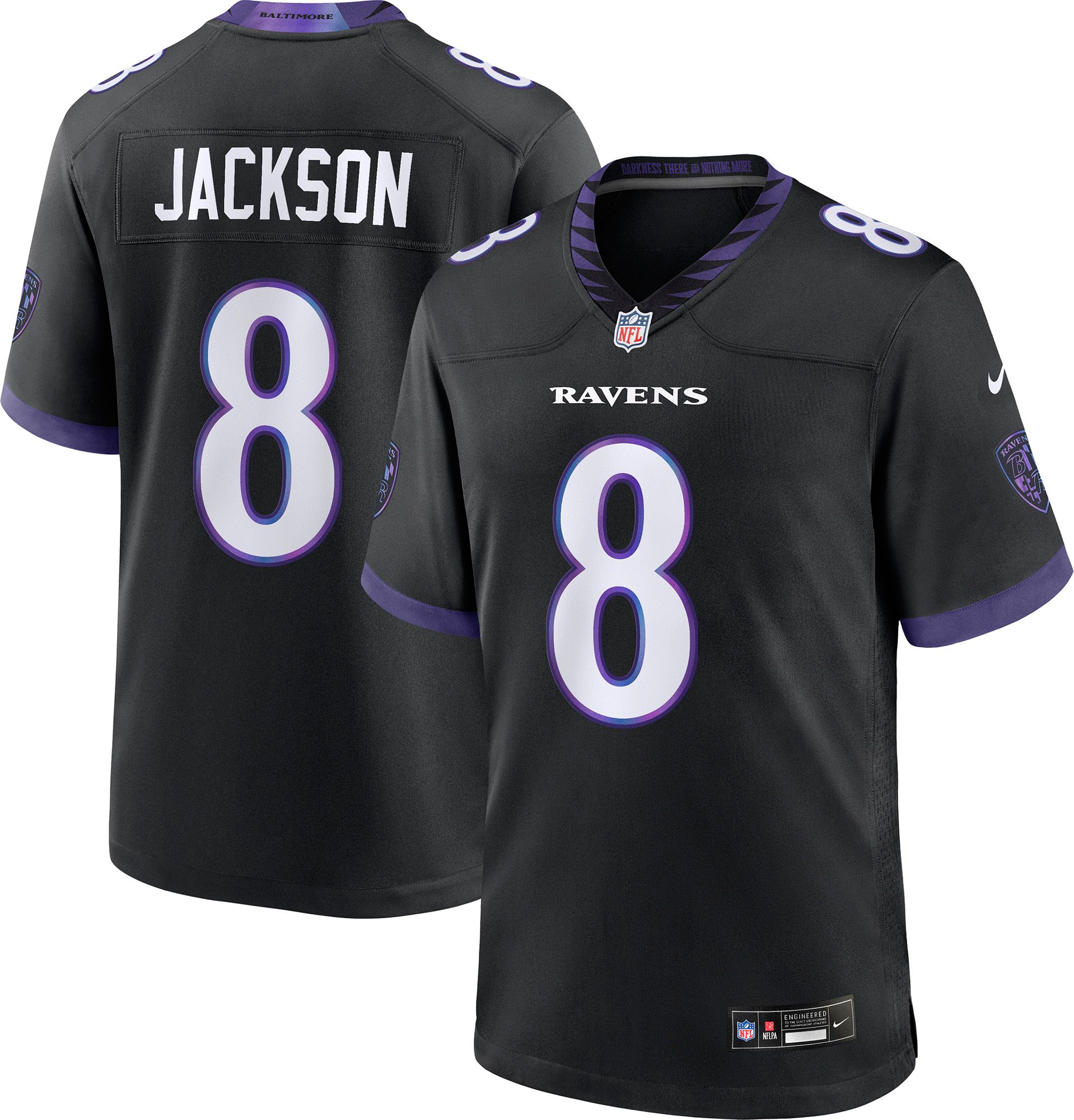 Nike Men's Baltimore Ravens Lamar Jackson #8 Black Alternate Game Jersey