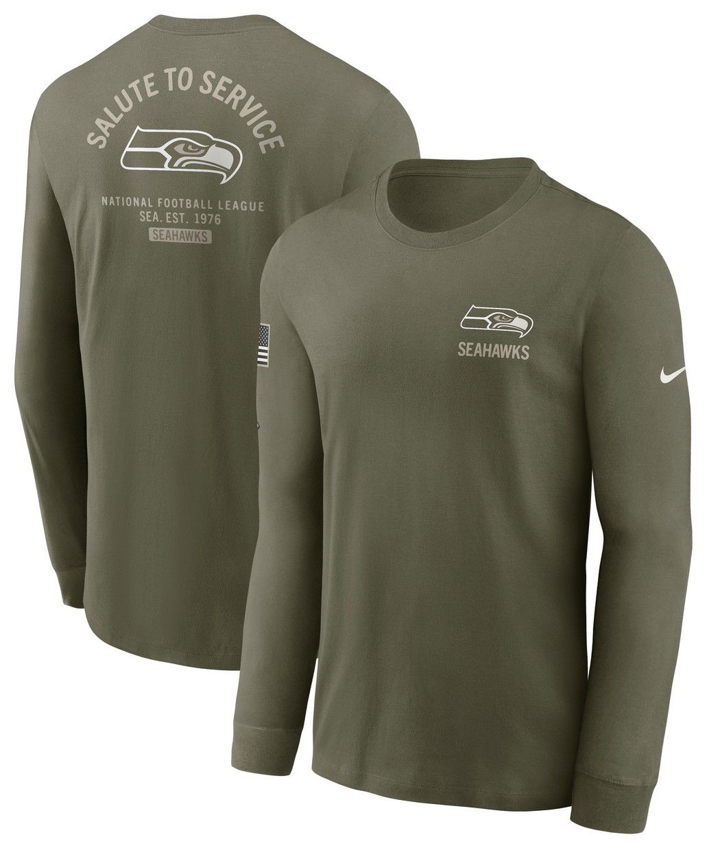 Nike Men's Seattle Seahawks Olive Salute To Service 2025 Long Sleeve T-Shirt