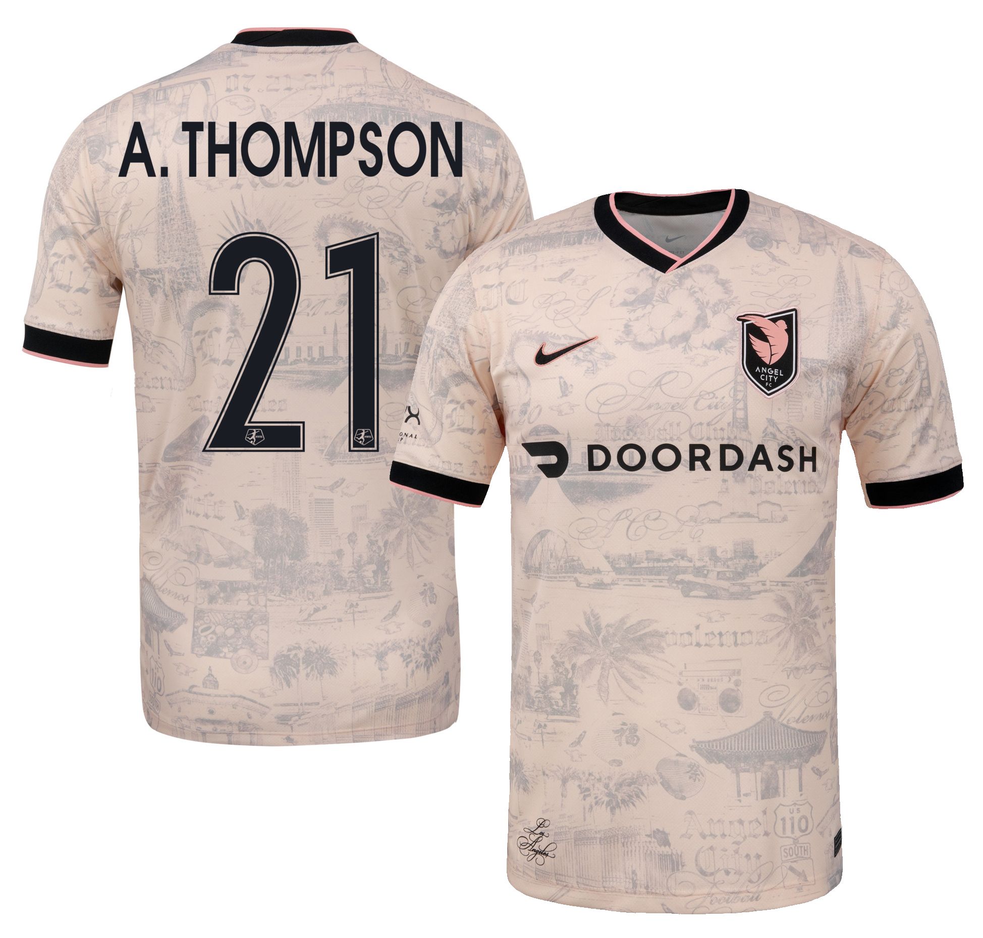Nike Men's Angel City FC Alyssa Thompson #21 Red Away Replica Jersey