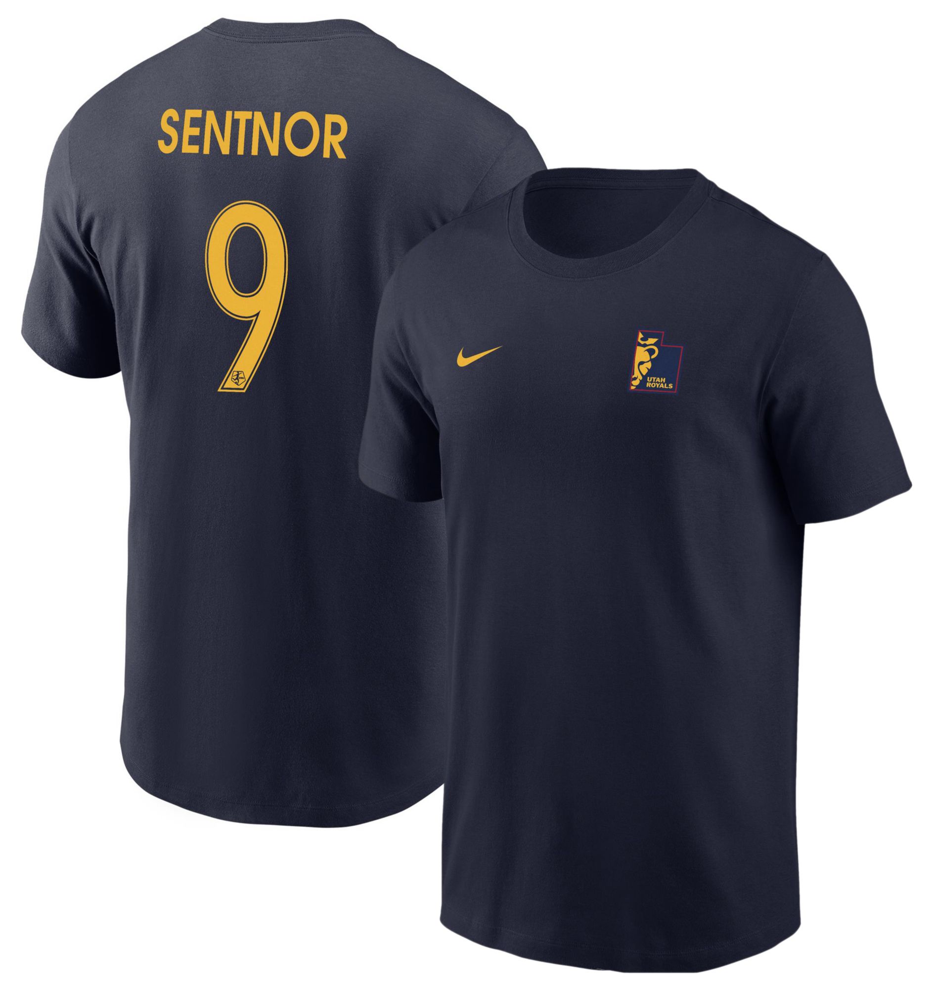 Nike Men's Utah Royals Ally Sentnor #9 2025 Navy T-Shirt