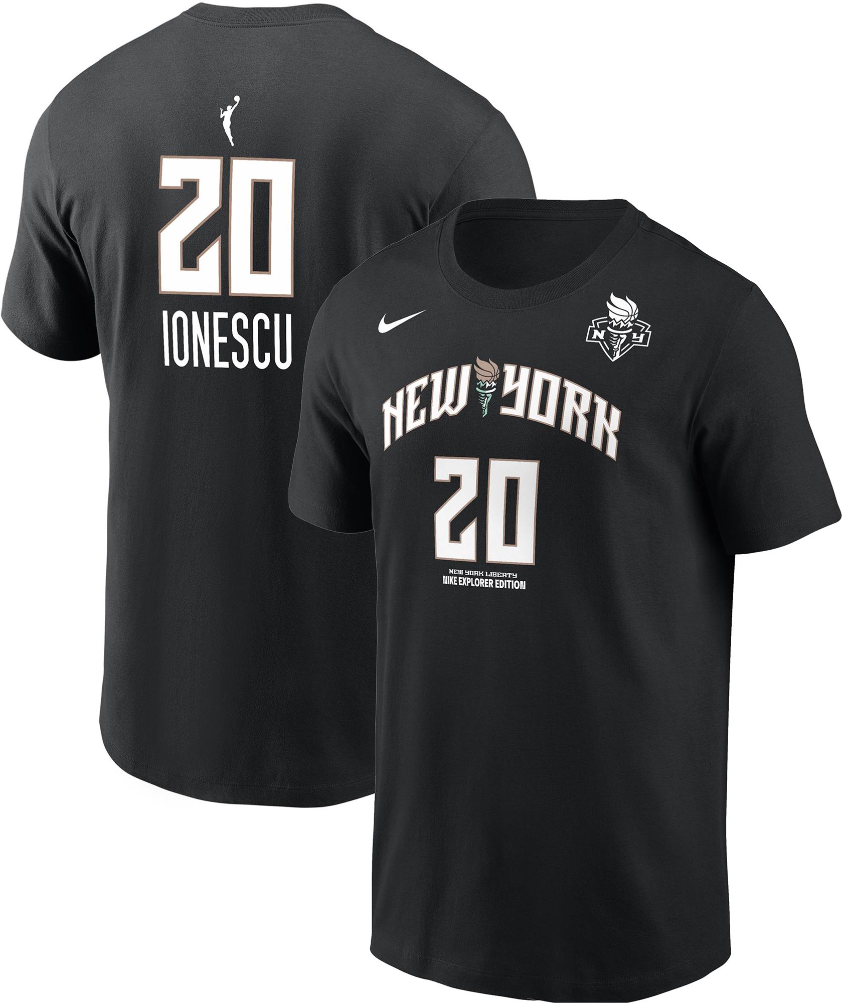Nike Adult New York Liberty Sabrina Ionescu #20 Black T-Shirt, Men's, XL