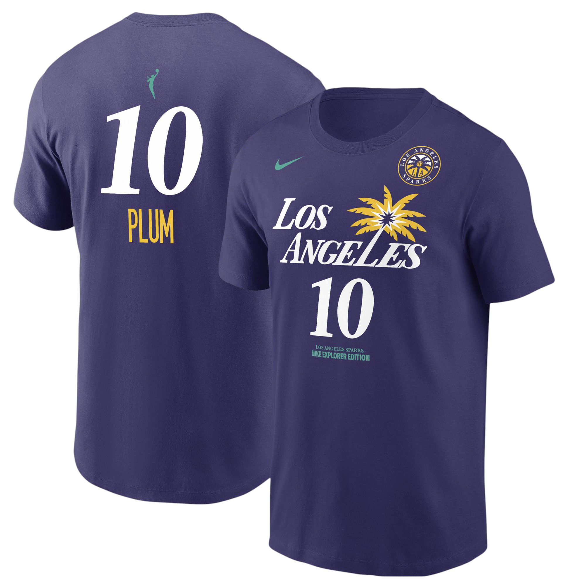 Nike Adult Los Angeles Sparks Kelsey Plum #10 Purple T-Shirt, Men's, XL