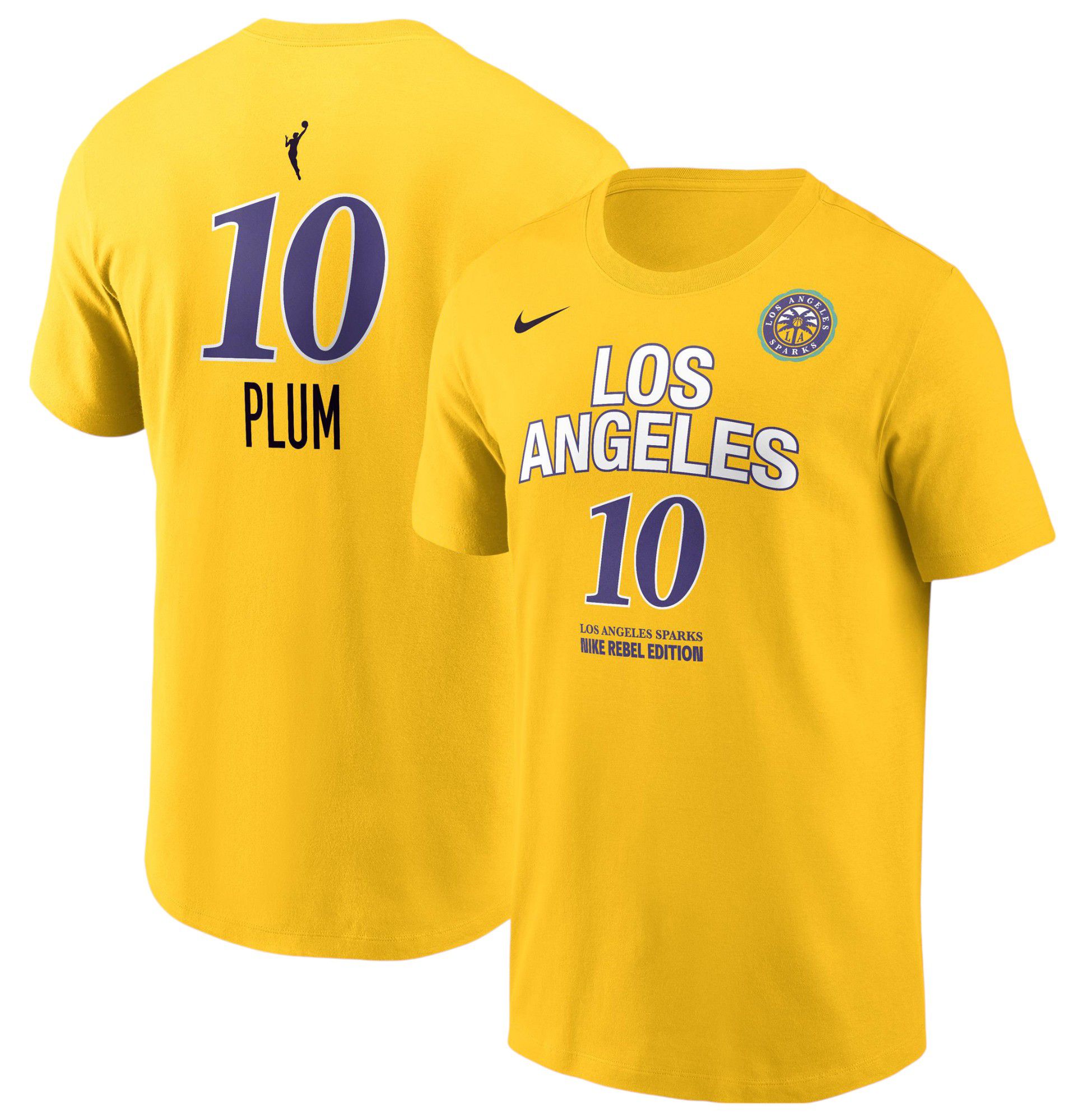 Nike Adult Los Angeles Sparks Kelsey Plum #10 Yellow T-Shirt