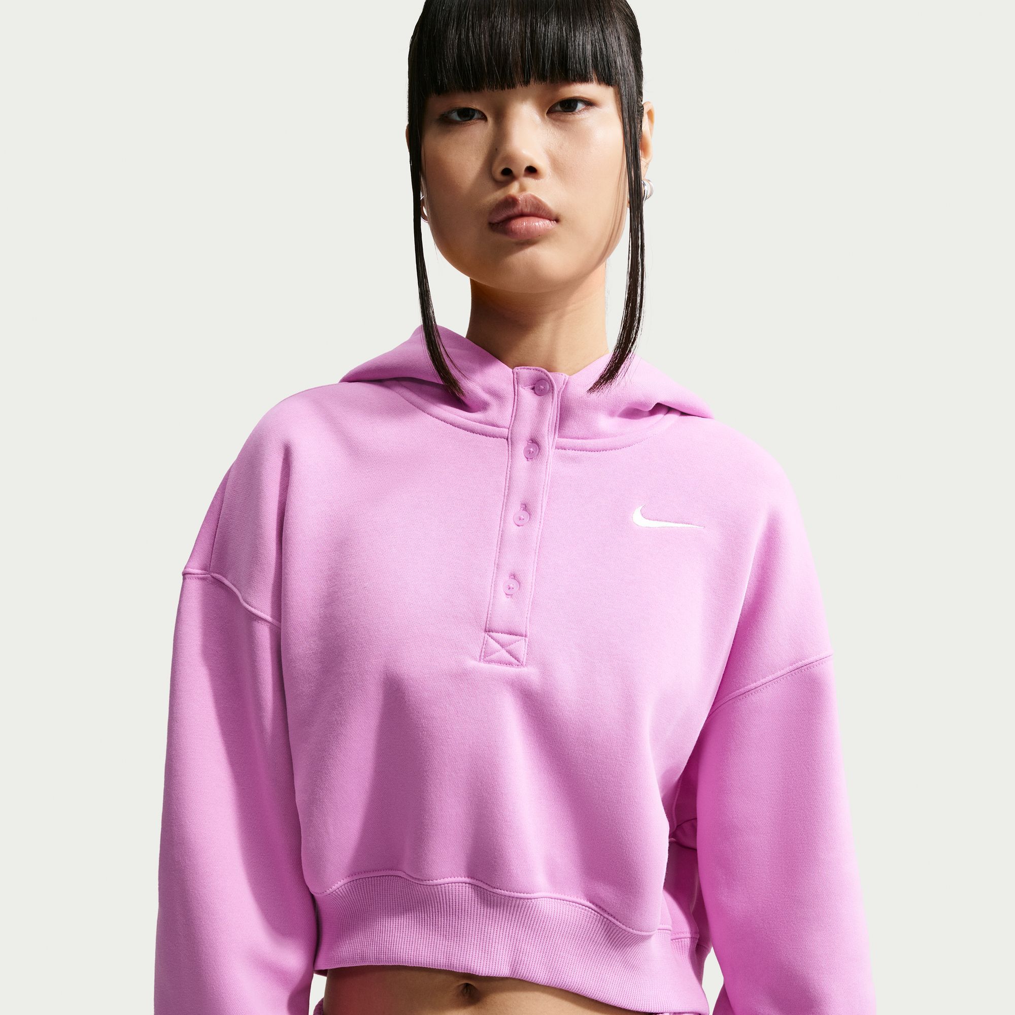 Nike Women's Phoenix Fleece Cropped Henley Hoodie