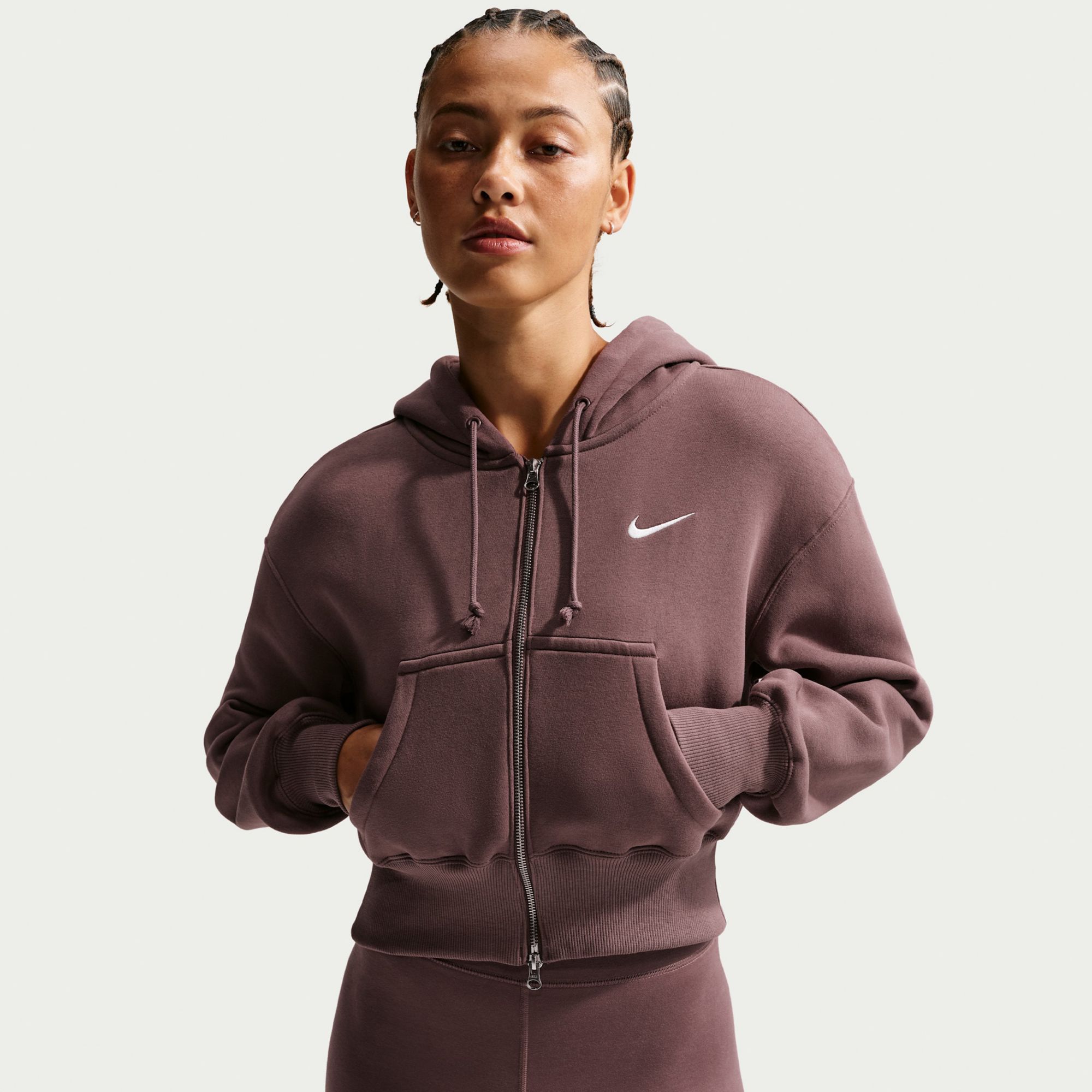 Nike Women's Sportswear Phoenix Fleece Loose Full-Zip Cropped Hoodie
