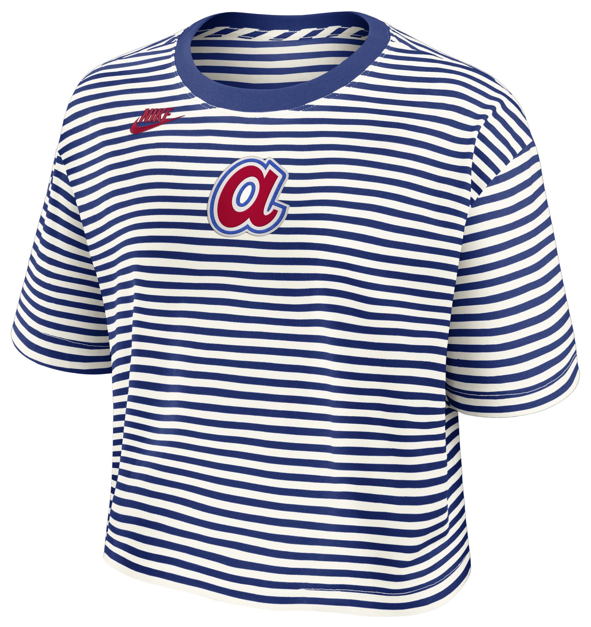 Nike Women's Atlanta Braves Blue Cotton Striped T-Shirt