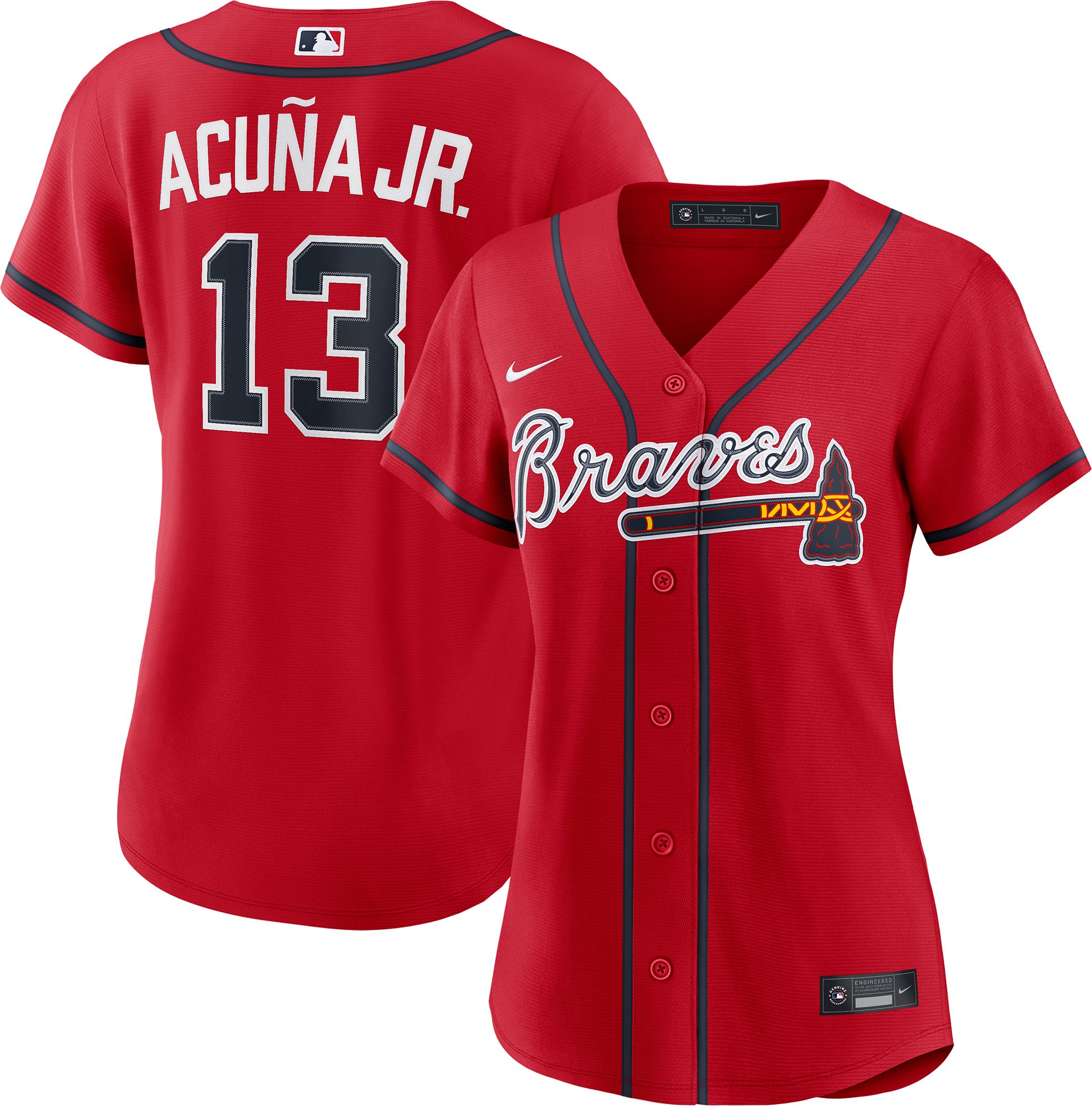 adidas Men's Atlanta Braves Black Ronald Acuna #13 Away Authentic Jersey