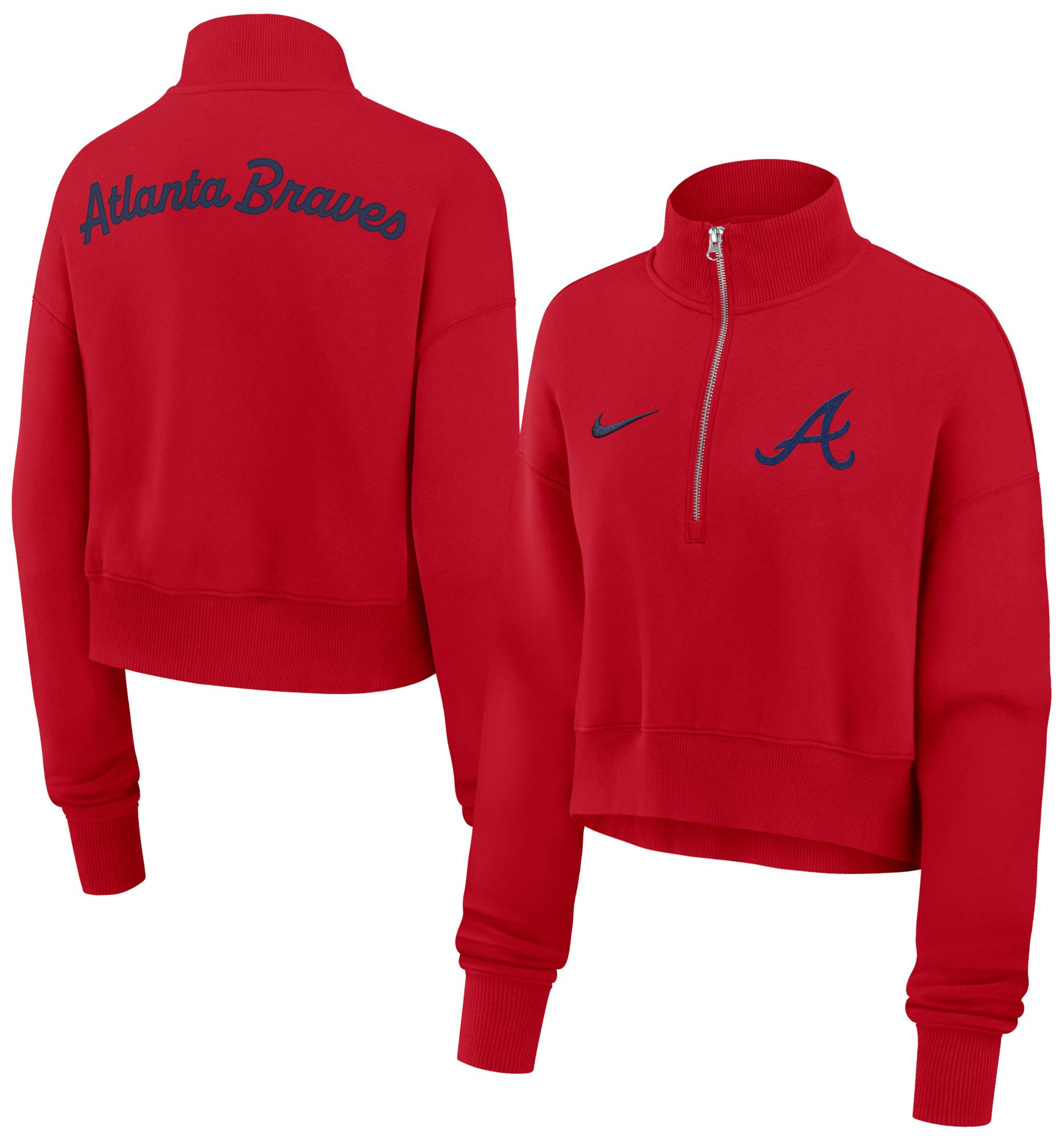 Nike Women's Atlanta Braves Phoenix Red Cropped Quarter-Zip