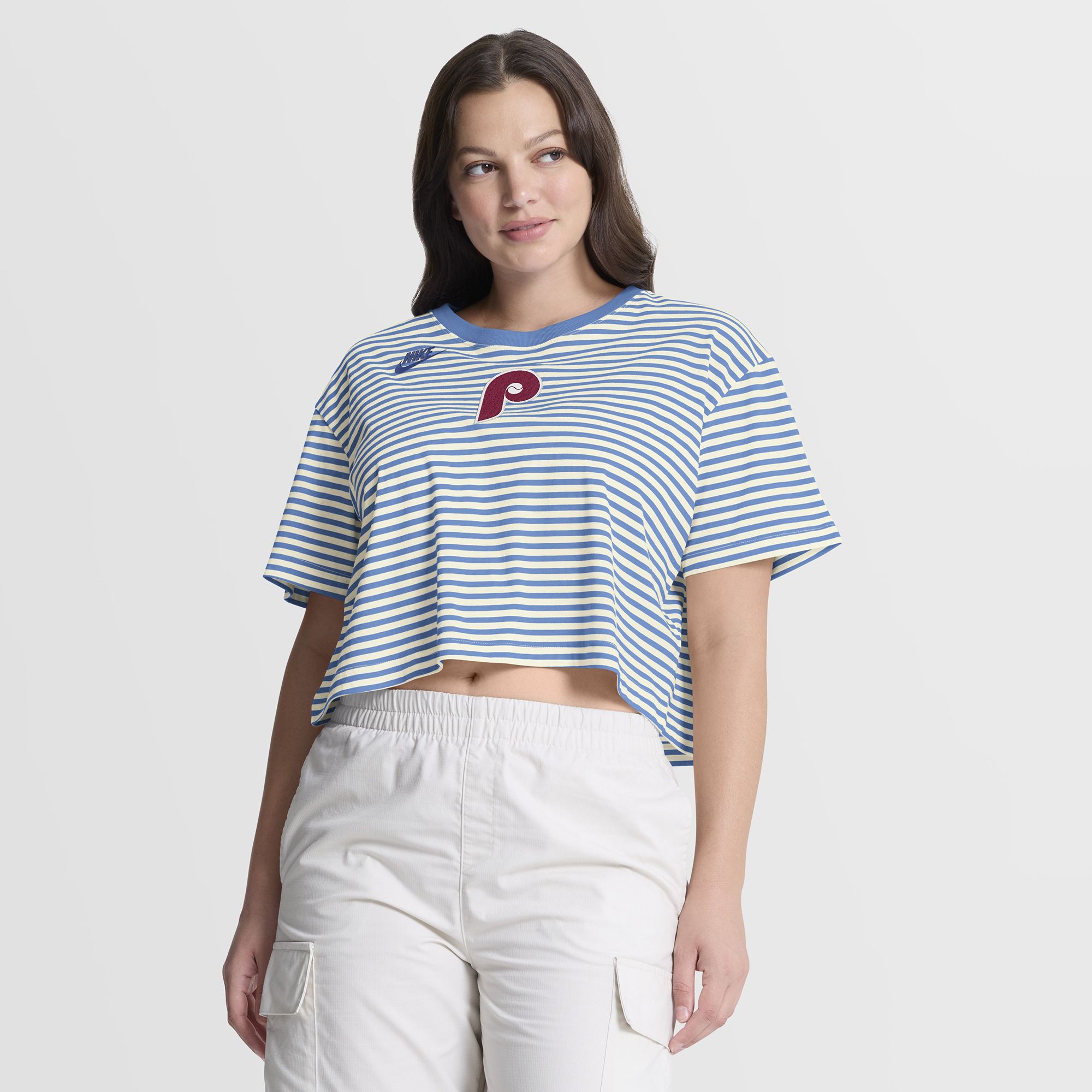 Nike Women's Philadelphia Phillies Blue Cotton Striped T-Shirt