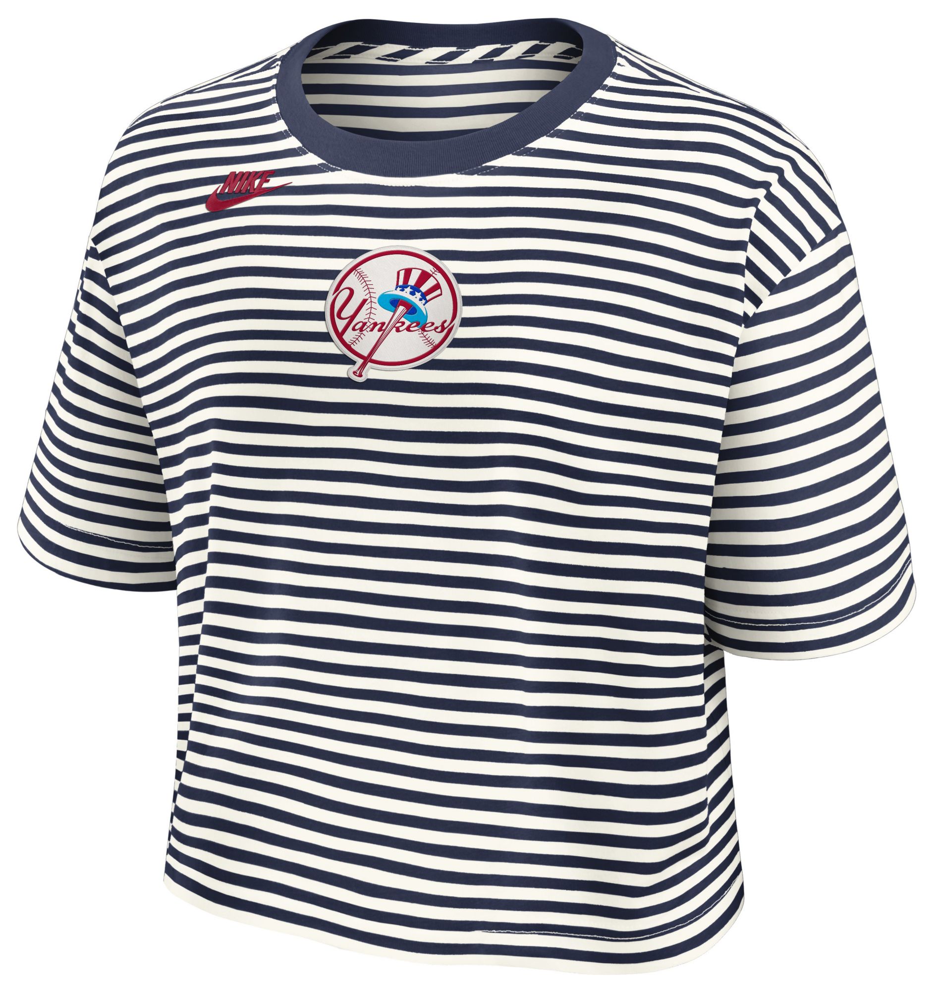 Nike Women's New York Yankees Navy Cotton Striped T-Shirt