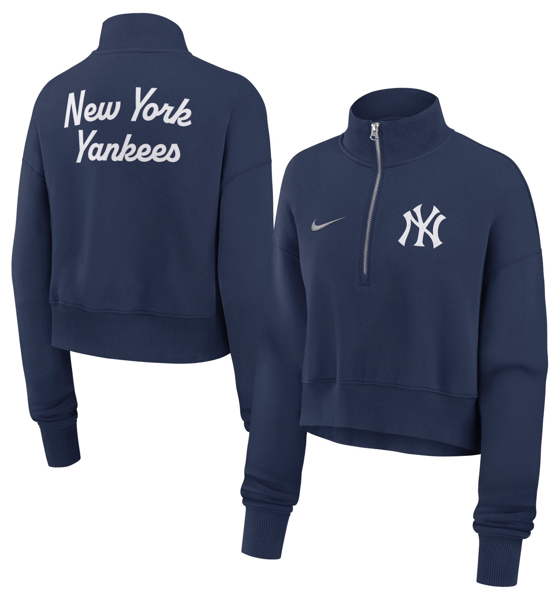 Nike Women's New York Yankees Phoenix Navy Cropped Quarter-Zip