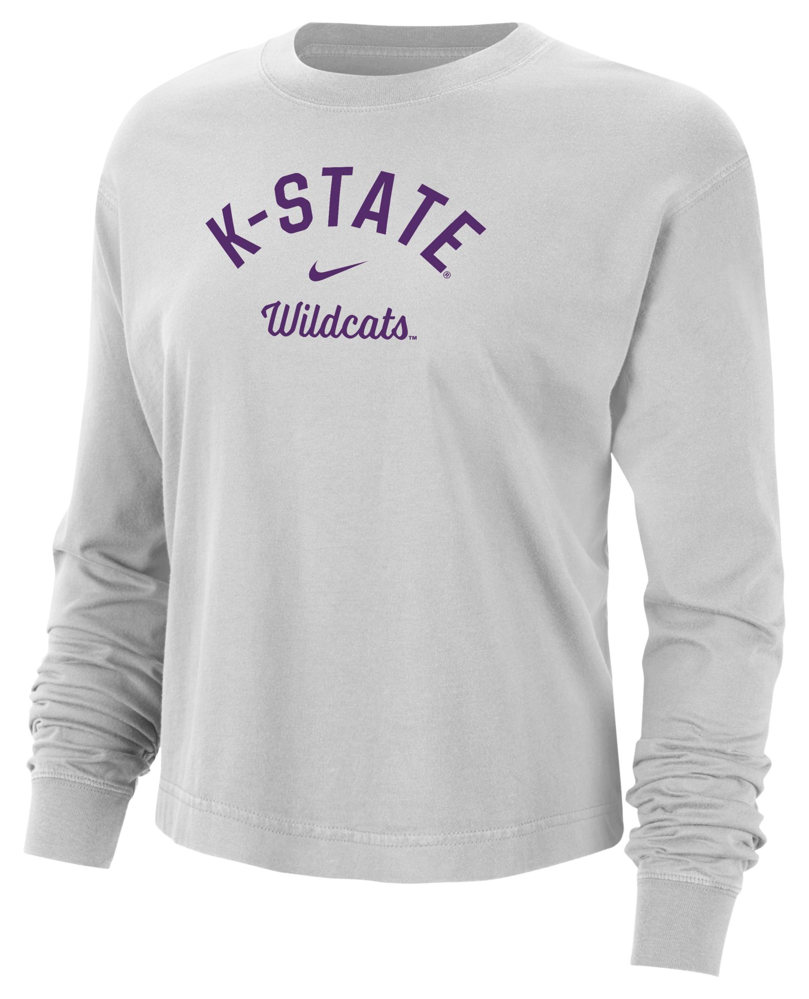 Nike Women's Kansas State Wildcats Neutral Gray Boxy Long Sleeve Shirt
