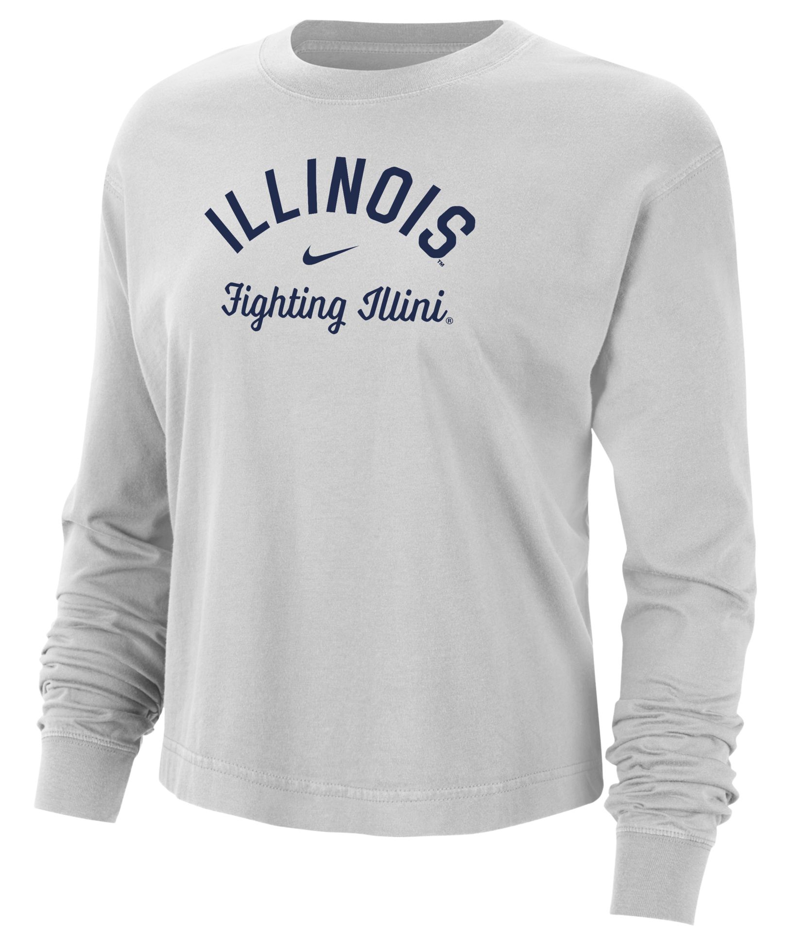 Nike Women's Illinois Fighting Illini Neutral Gray Boxy Long Sleeve Shirt