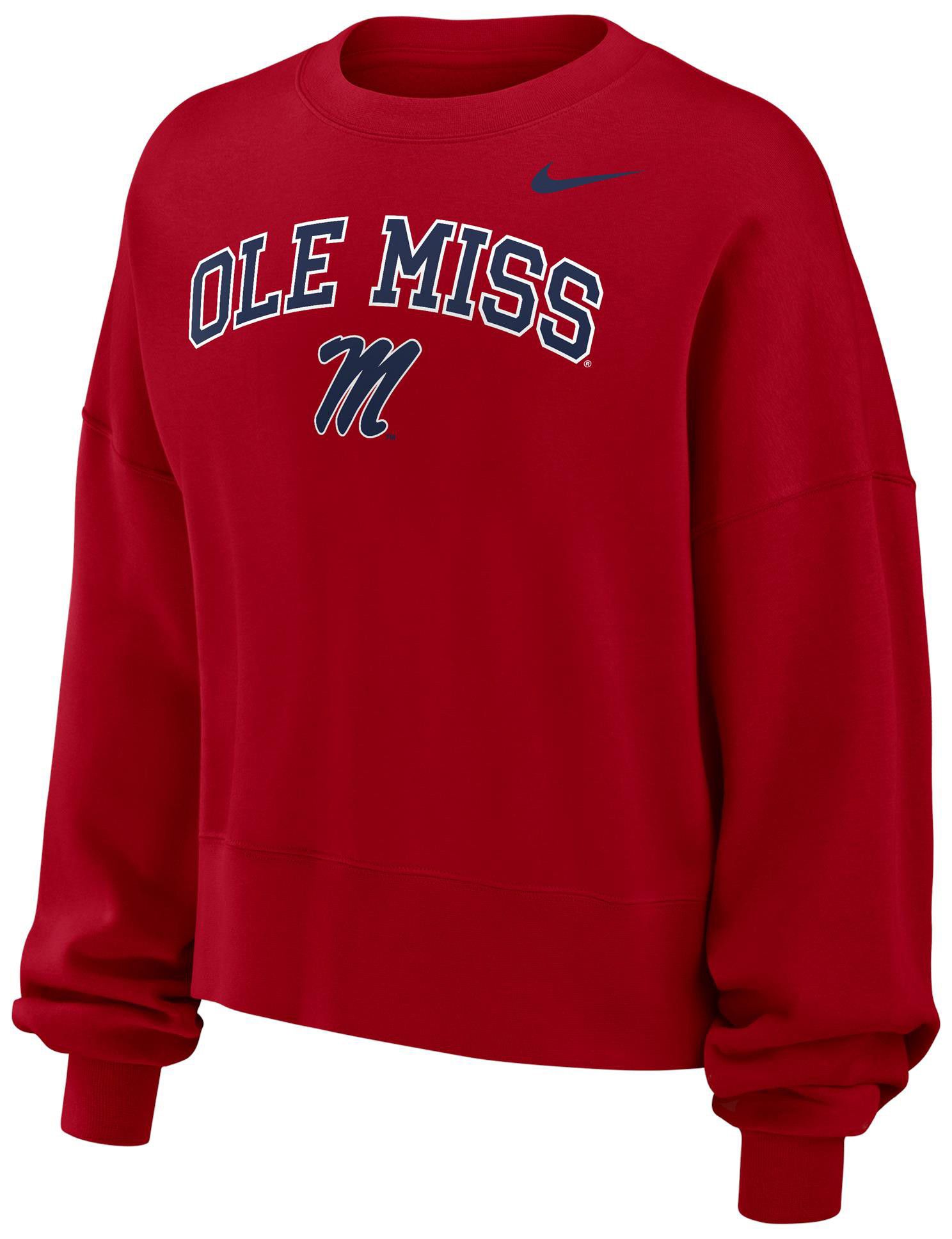 Nike Women's Ole Miss Rebels Red Phoenix Fleece Crew Pullover Sweatshirt