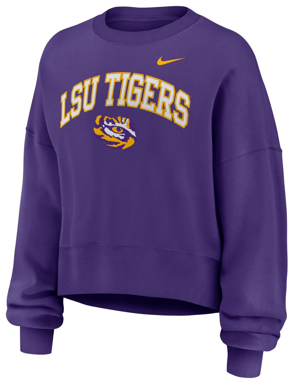 Nike Women's LSU Tigers Court Purple Phoenix Arch Oversized Crew Pullover Sweatshirt