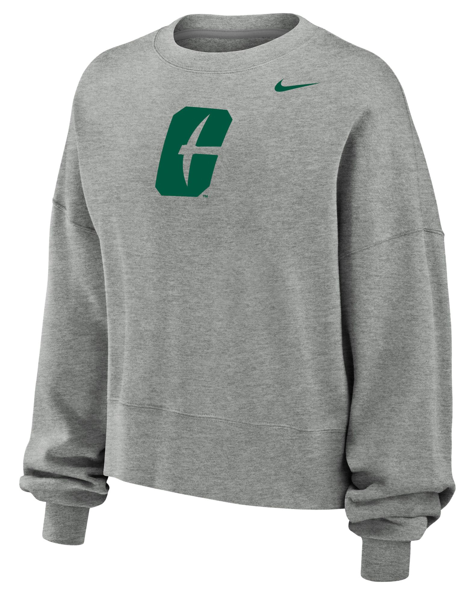 Nike Women's Charlotte 49ers Dark Gray Heather Phoenix Fleece Crewneck Sweatshirt