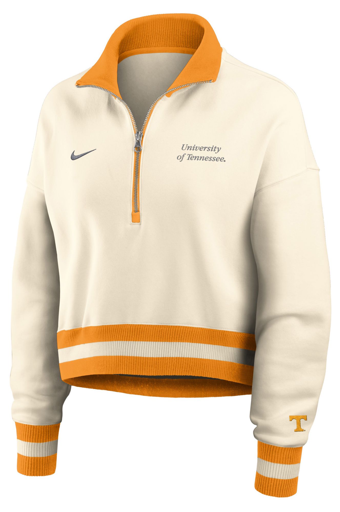 Nike Women's Tennessee Volunteers Natural Legacy Quarter-Zip Cropped Jacket