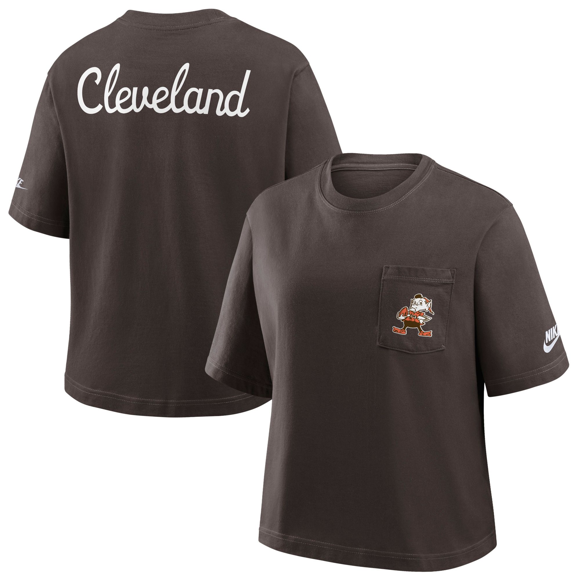 Nike Women's Cleveland Browns Seal Brown Rewind Pocket T-Shirt