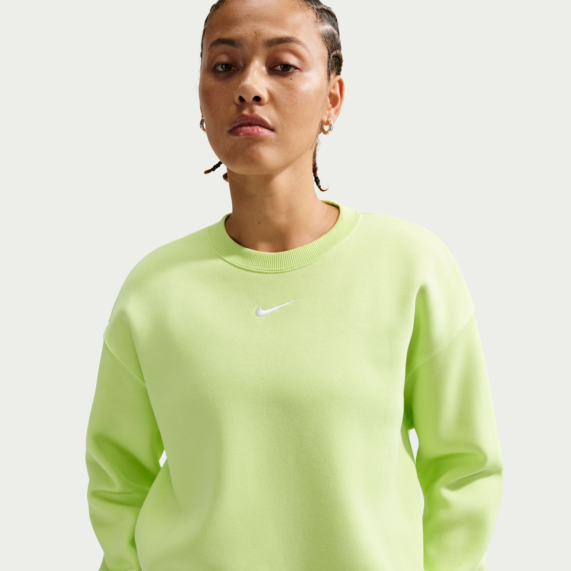 Nike Women's Sportswear Phoenix Fleece Oversized Crew-Neck Sweatshirt Lt Lemon Twist thumbnail