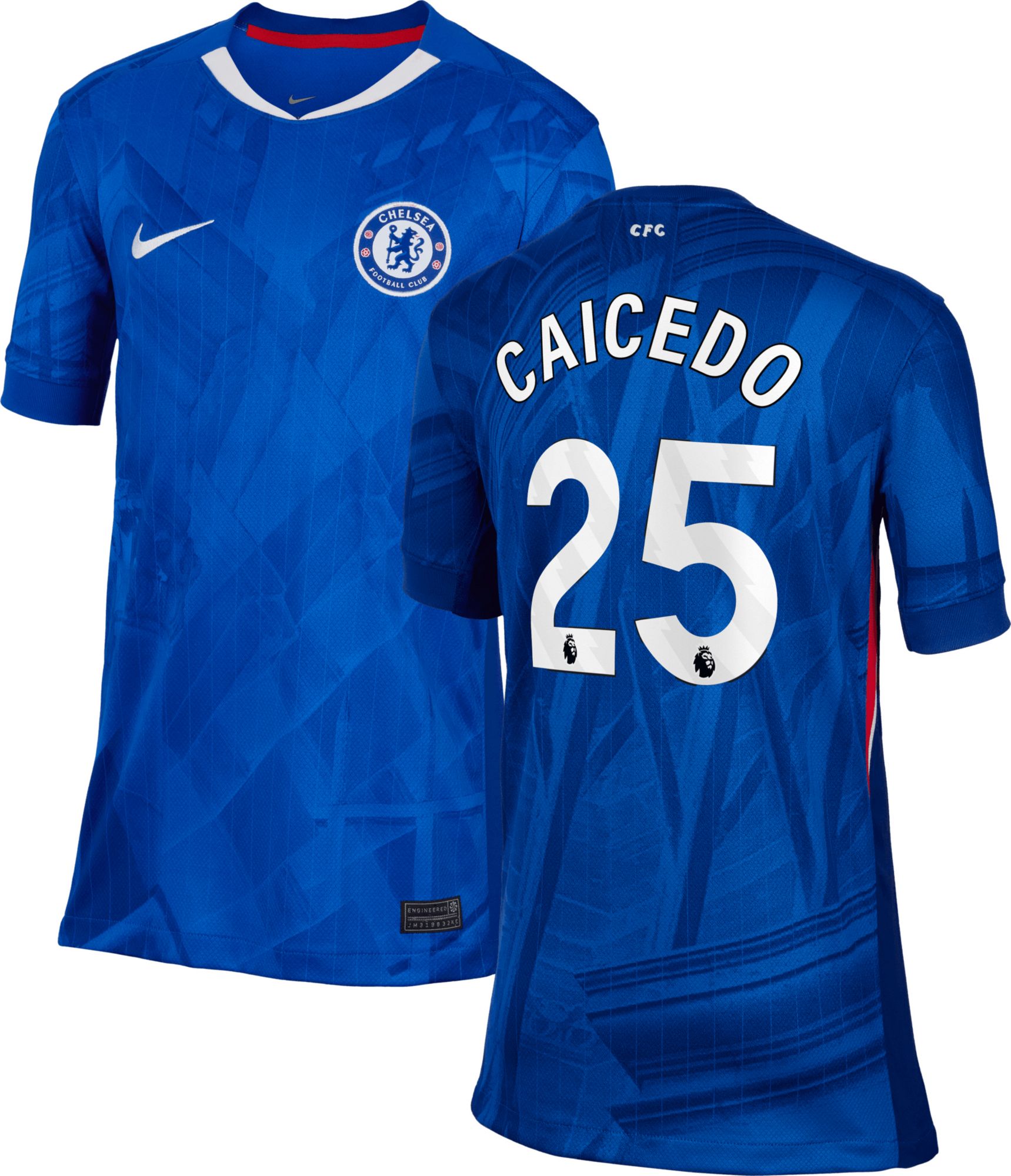 Nike Youth Chelsea FC Mosies Caicedo #25 2025-26 Home Replica Jersey