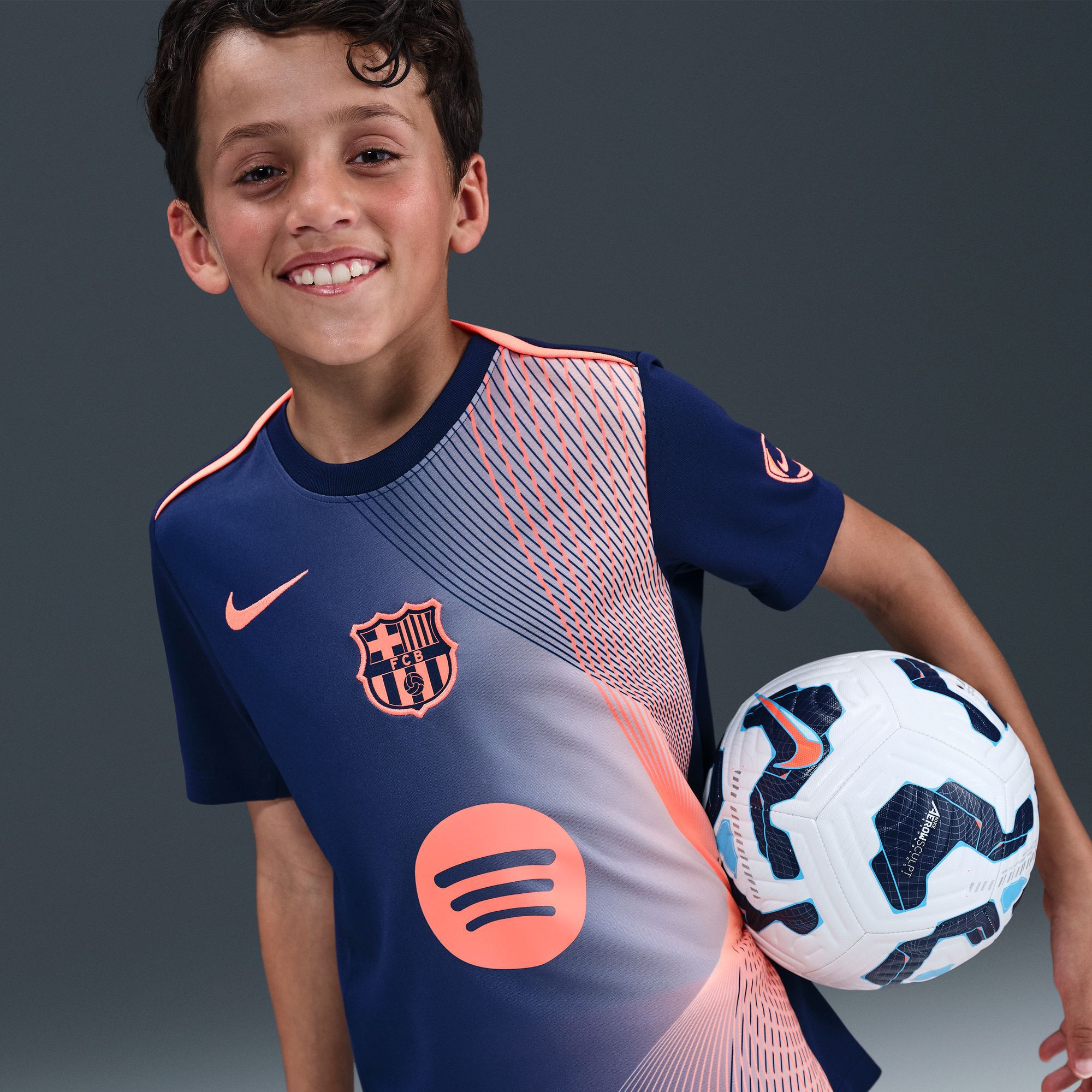 Nike Youth FC Barcelona 2025 Navy Third Prematch Jersey