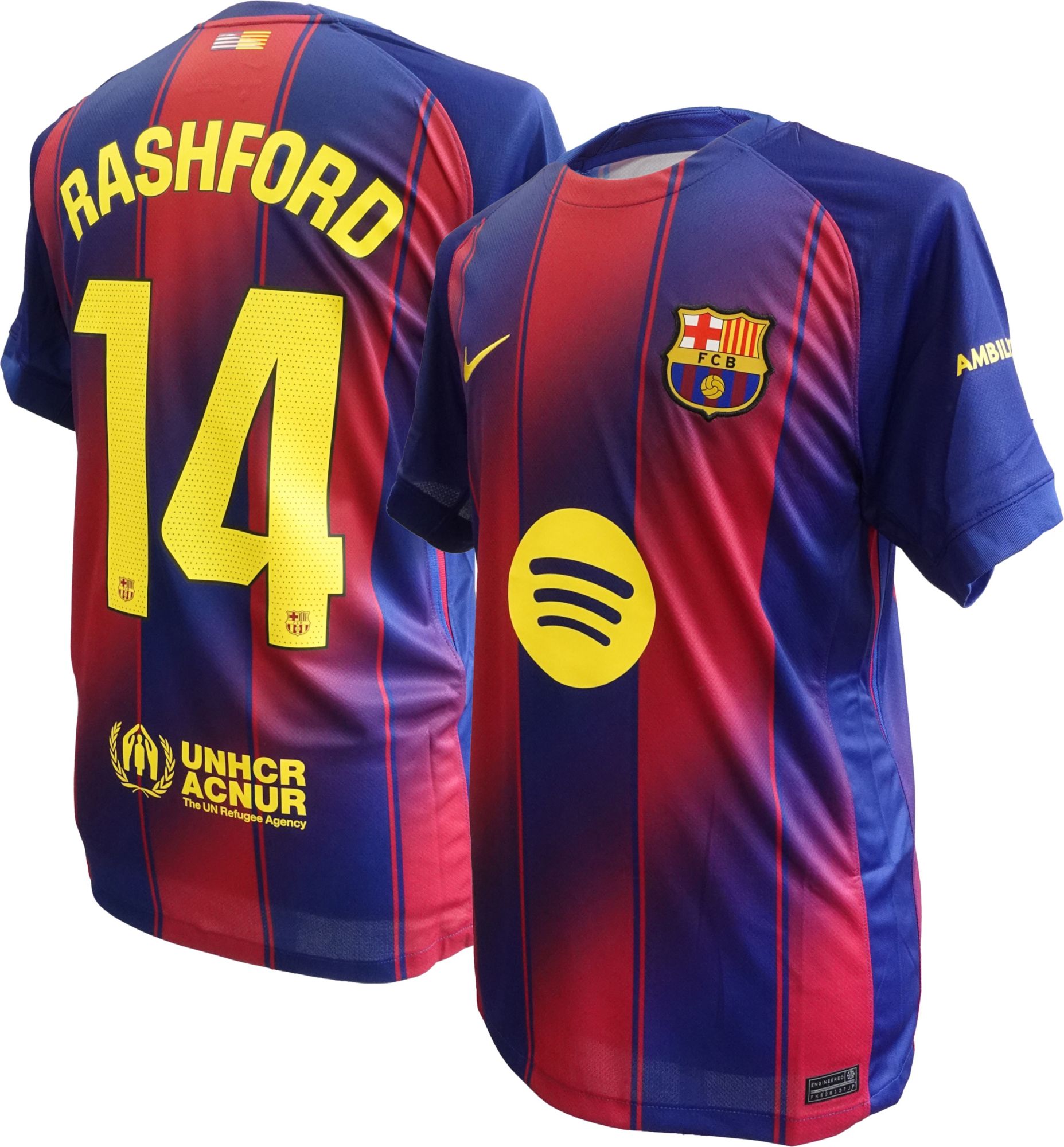 Nike Youth FC Barcelona Marcus Rashford #14 2025-26 Home Replica Jersey