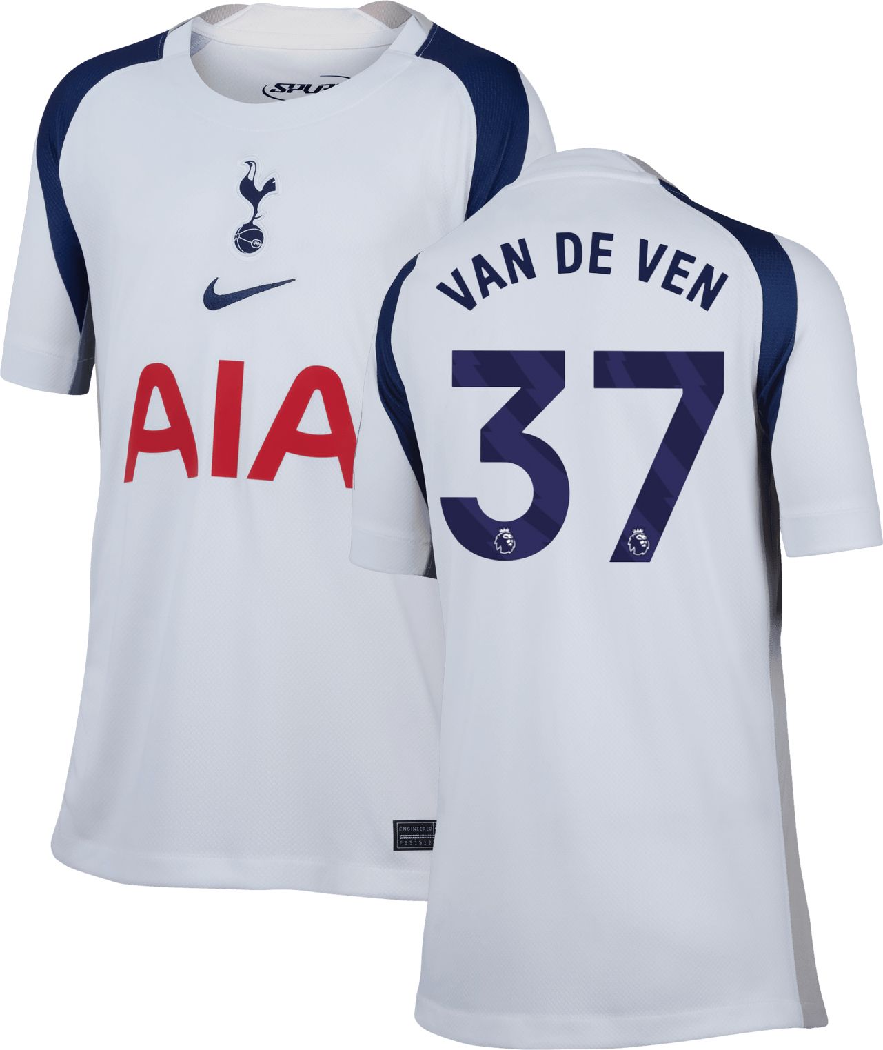 Nike Youth Tottenham Hotspur Micky van de Ven #37 2025-26 Home Replica Jersey
