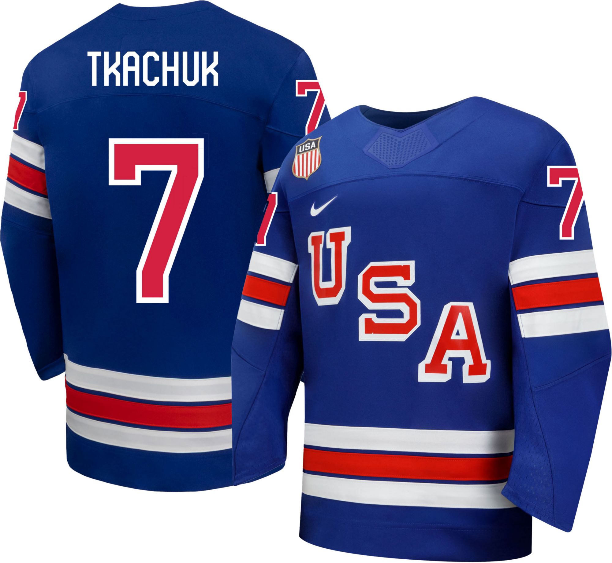 Nike Youth Team USA Brady Tkachuk #7 Replica Blue Jersey