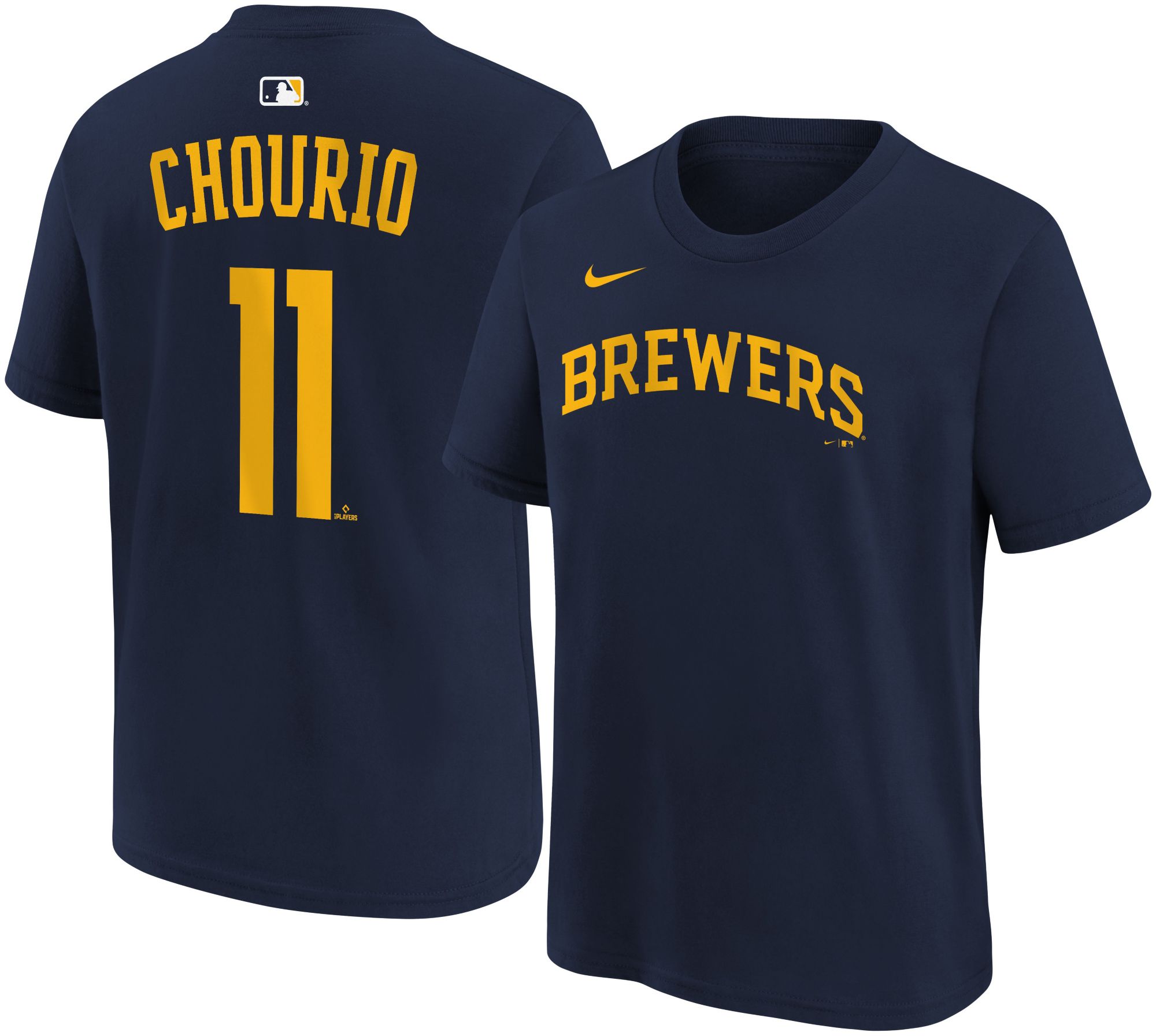 Nike Youth Milwaukee Brewers Jackson Chourio #11 Navy Home T-Shirt