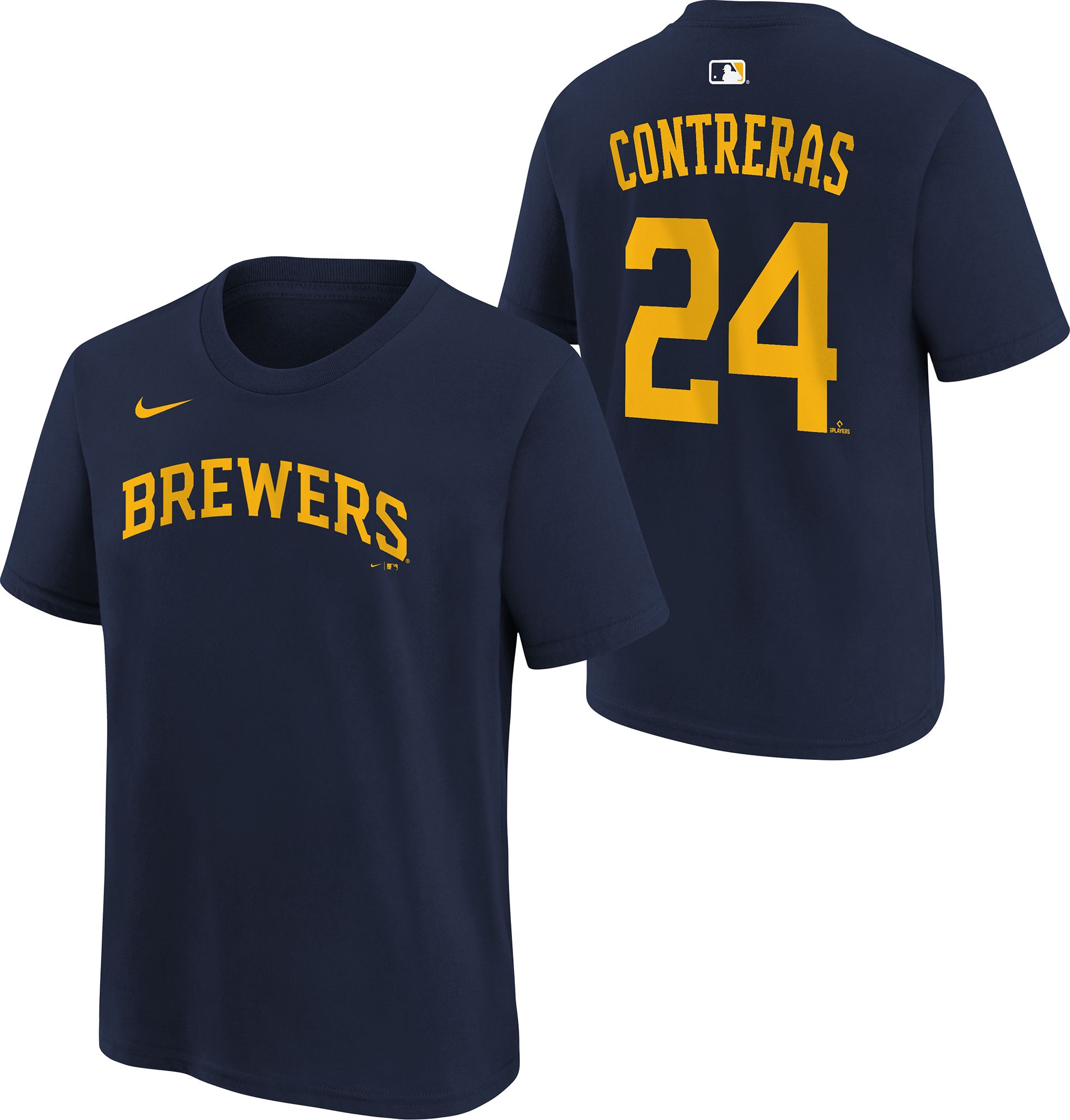 Nike Youth Milwaukee Brewers William Contreras #24 Navy Home T-Shirt