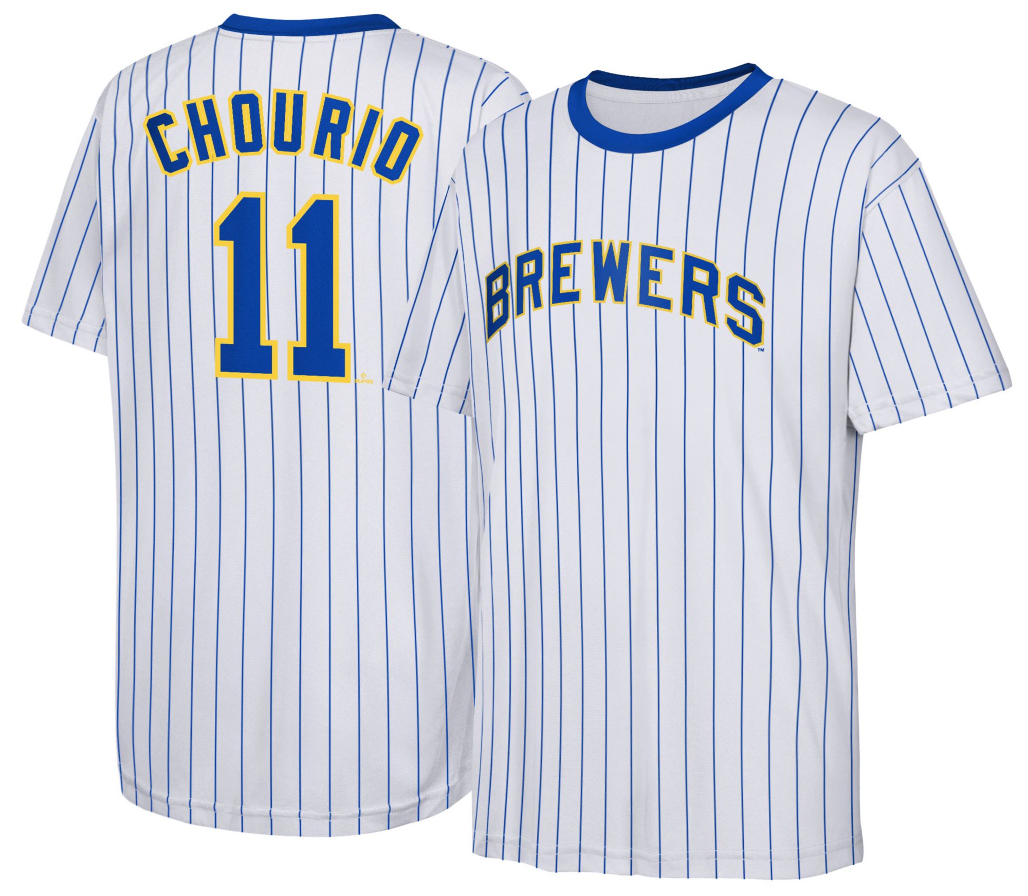 Nike Youth Milwaukee Brewers Team Color Jackson Chourio #11 Triple Sublimation T-Shirt