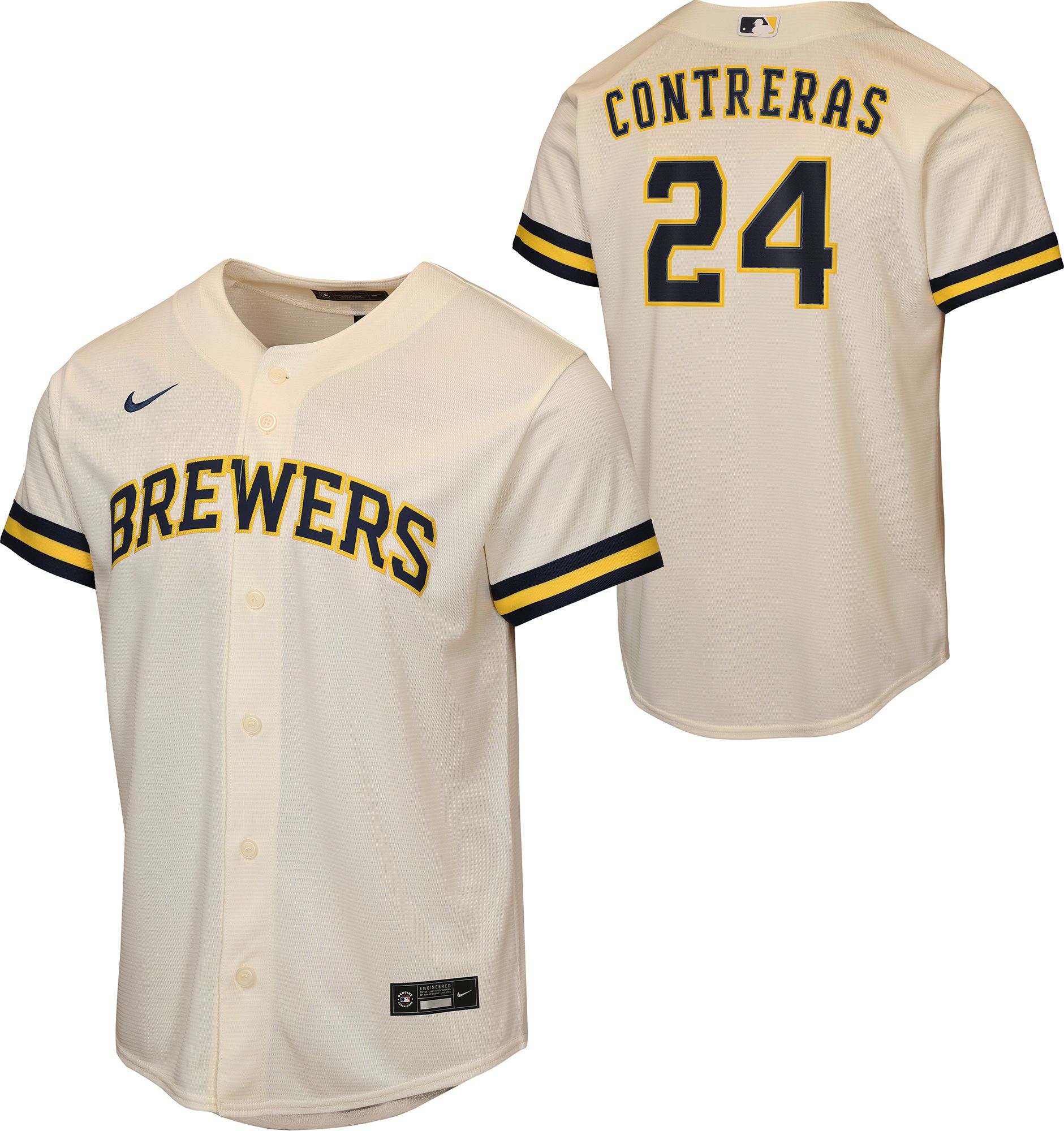 Nike Youth Milwaukee Brewers White William Contreras #24 Home Baseline Jersey