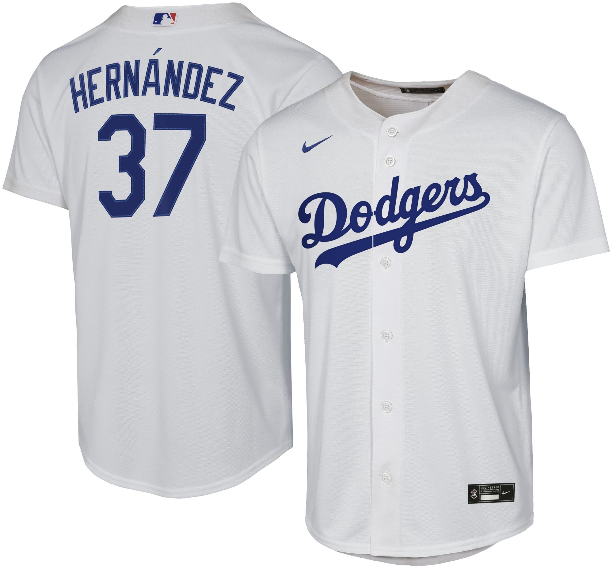 Nike Youth Los Angeles Dodgers Teoscar Hernandez #37 White Baseline Home T-Shirt