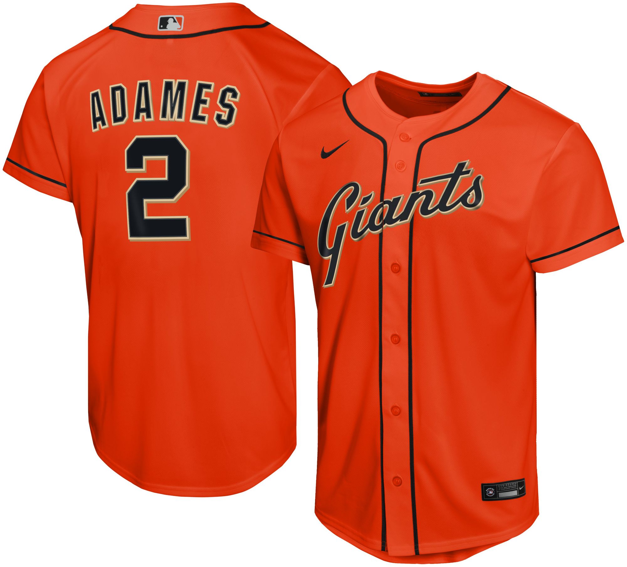 Nike Youth San Francisco Giants Willy Adames #2 Orange Alternate Replica Jersey
