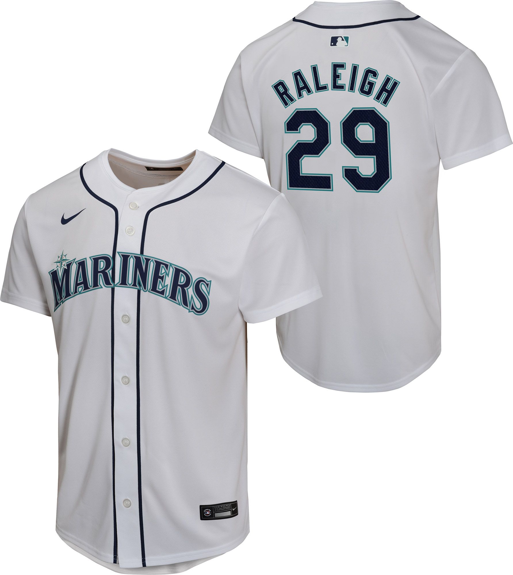 Nike Youth Seattle Mariners Cal Raleigh #29 White Home Game Jersey