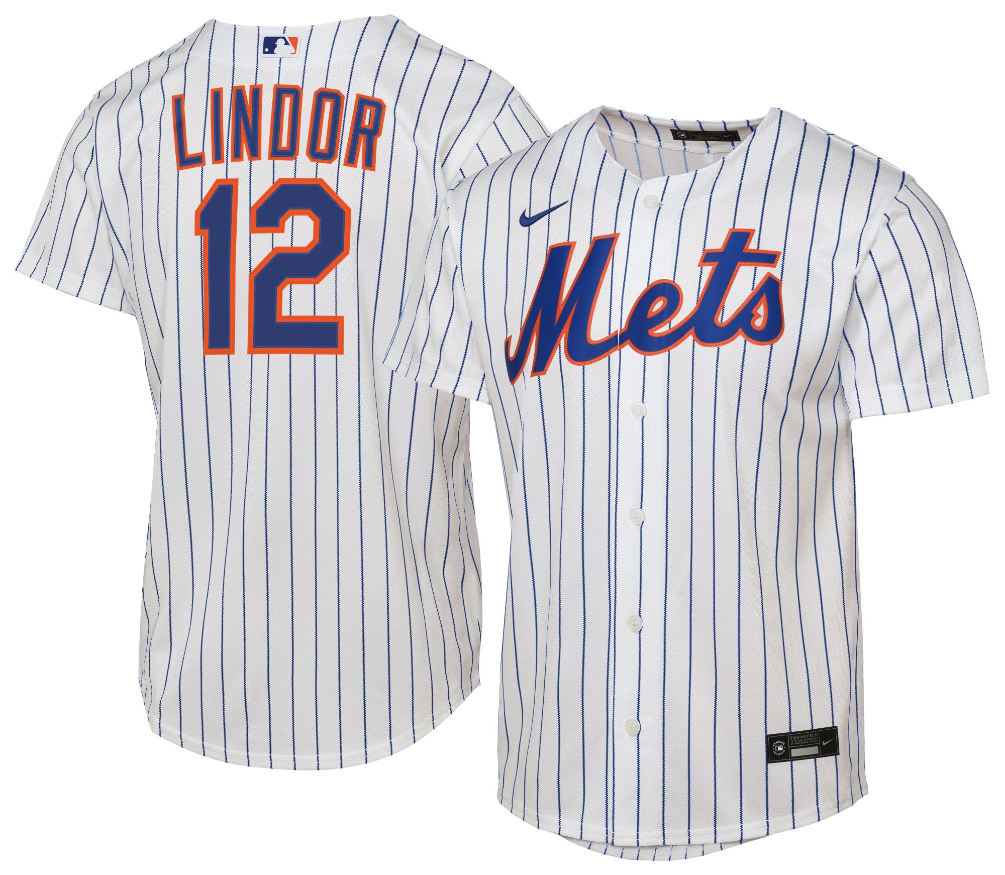 Nike Youth New York Mets White Francisco Lindor #12 Home Baseline Jersey