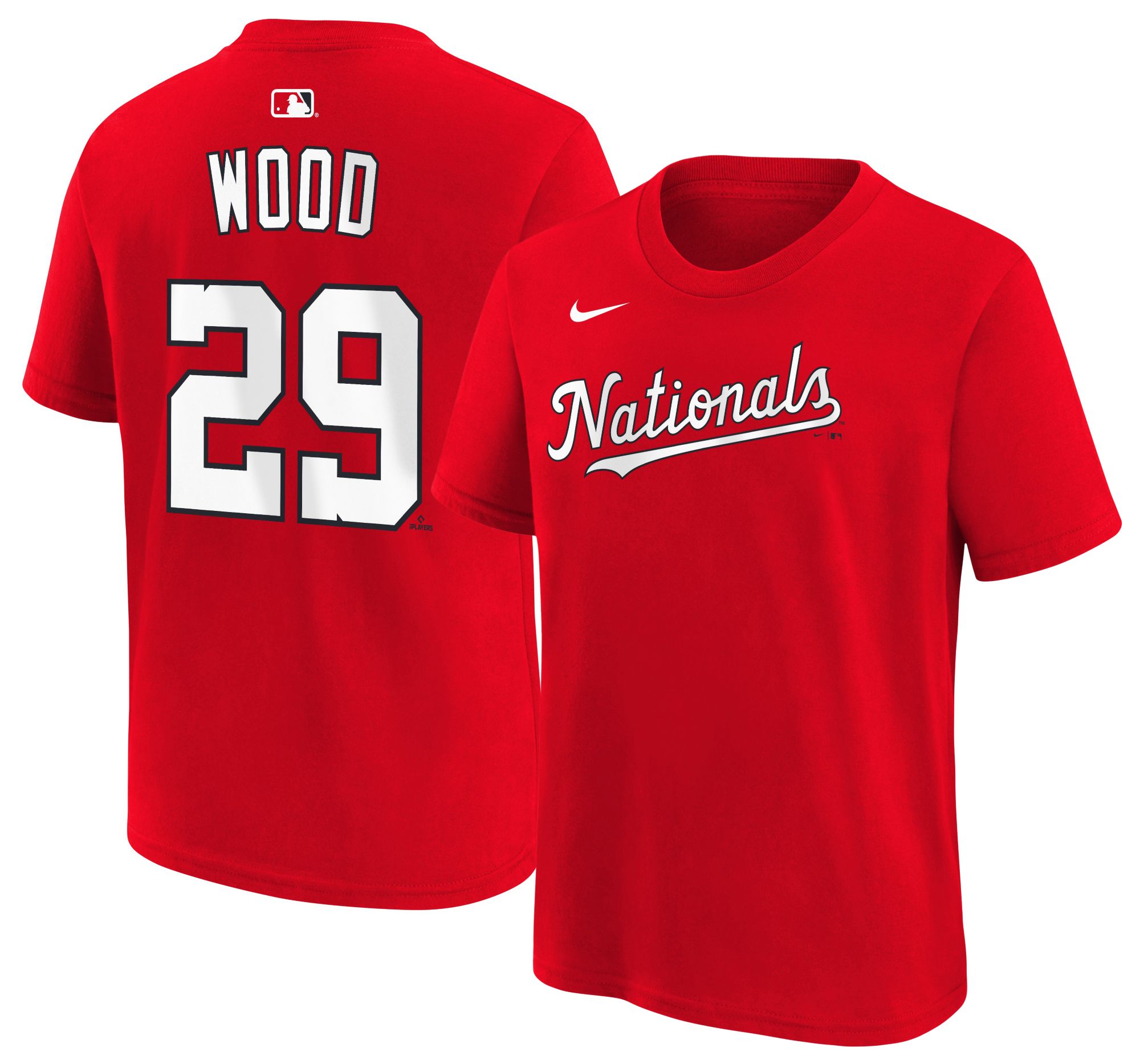 Nike Youth Washington Nationals James Wood #29 Red Home T-Shirt