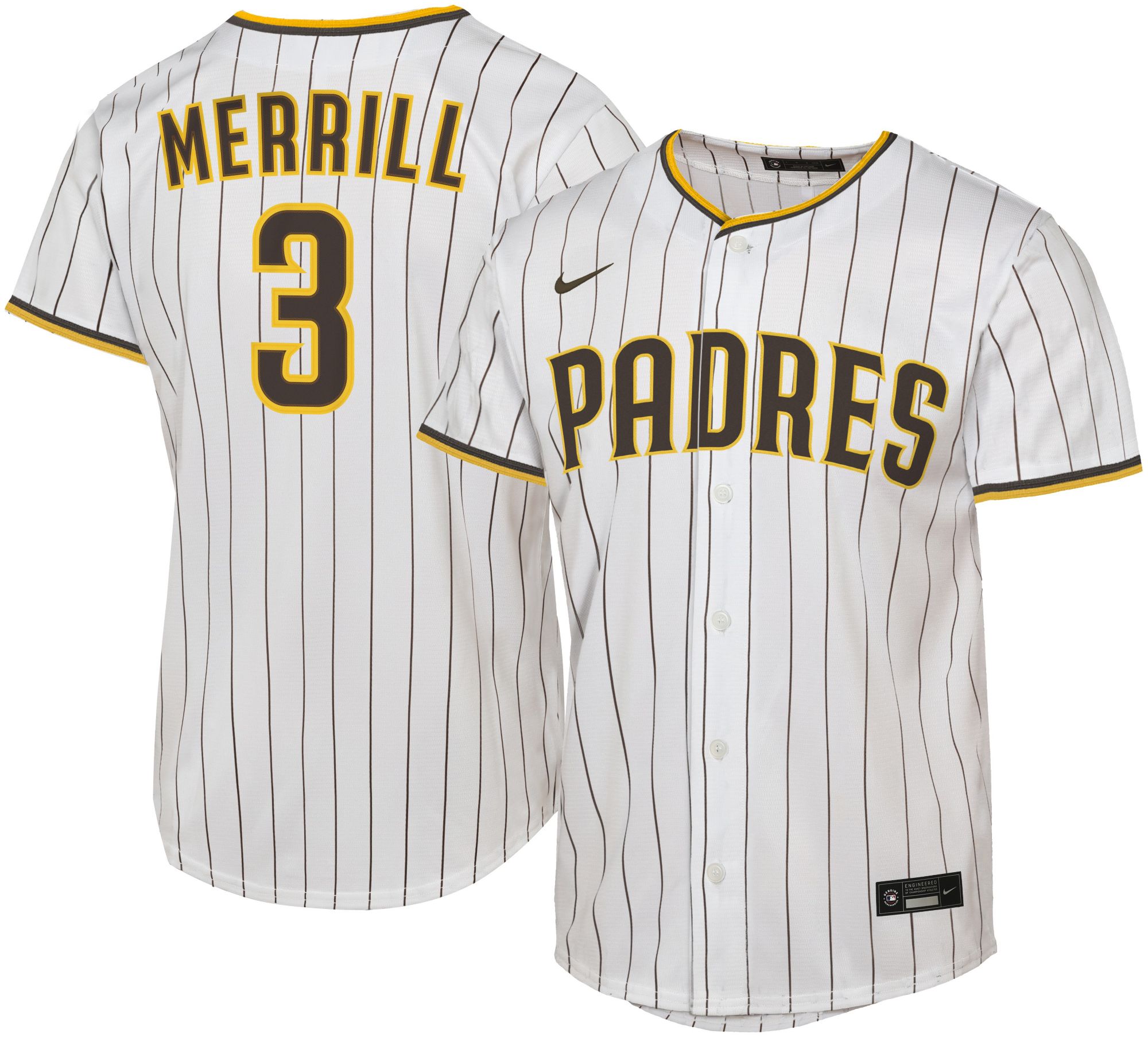 Nike Youth San Diego Padres Jackson Merrill #3 White Home Replica Jersey