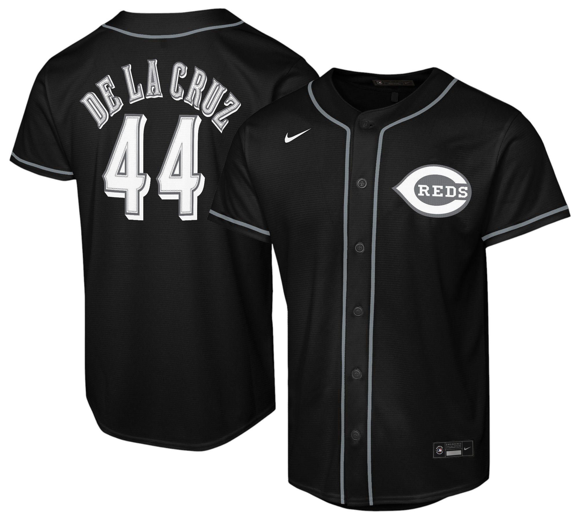 Nike Youth Cincinnati Reds Elly De La Cruz #44 Black Replica Jersey