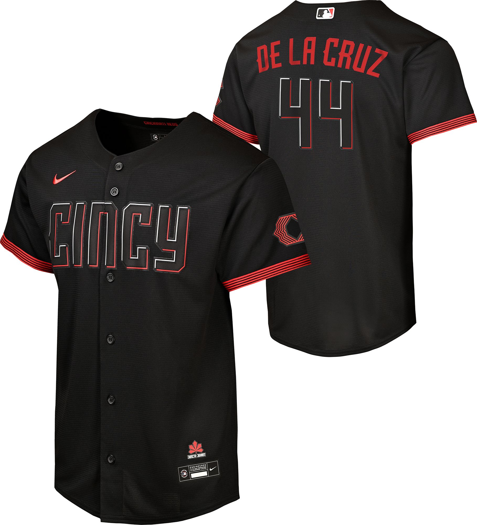 Nike Youth Cincinnati Reds Black Elly De La Cruz #44 Alternate Homerun Jersey
