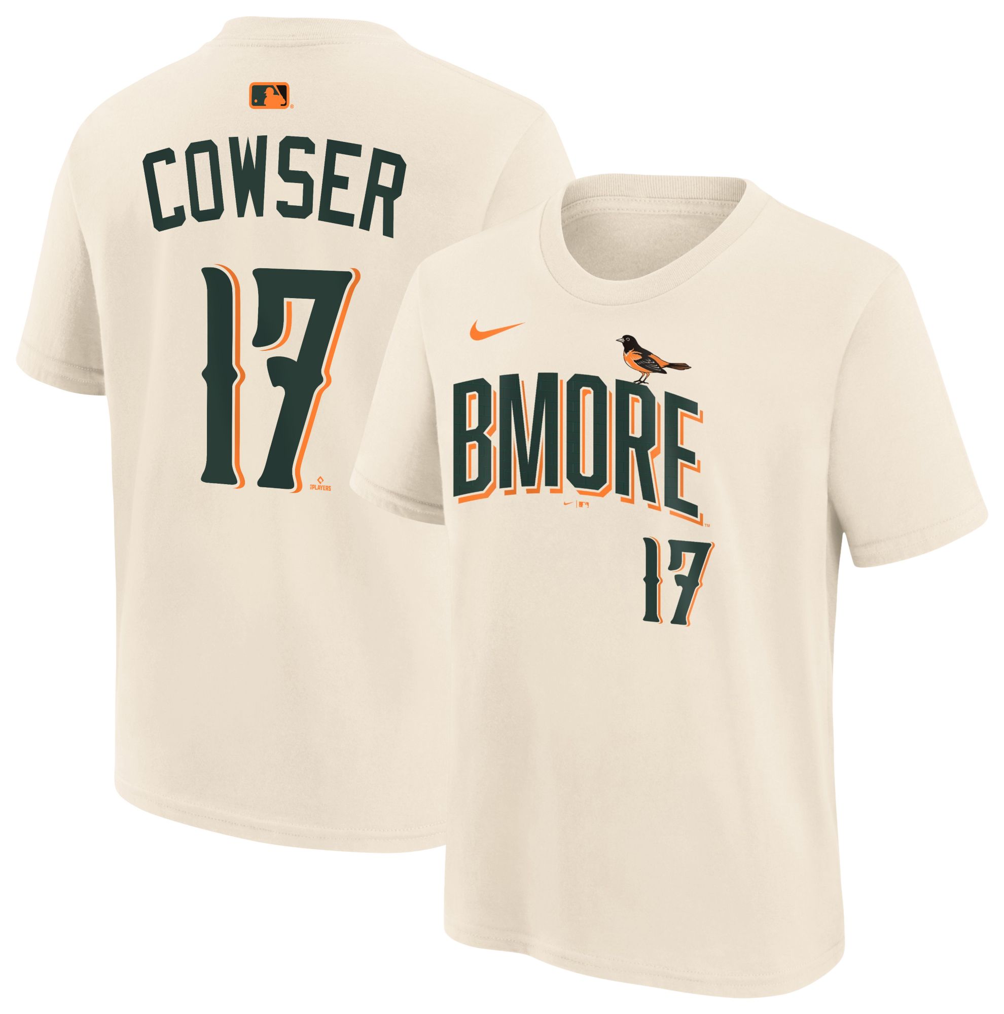 Nike Youth Baltimore Orioles Green Colton Cowser Home Name & Number T-Shirt